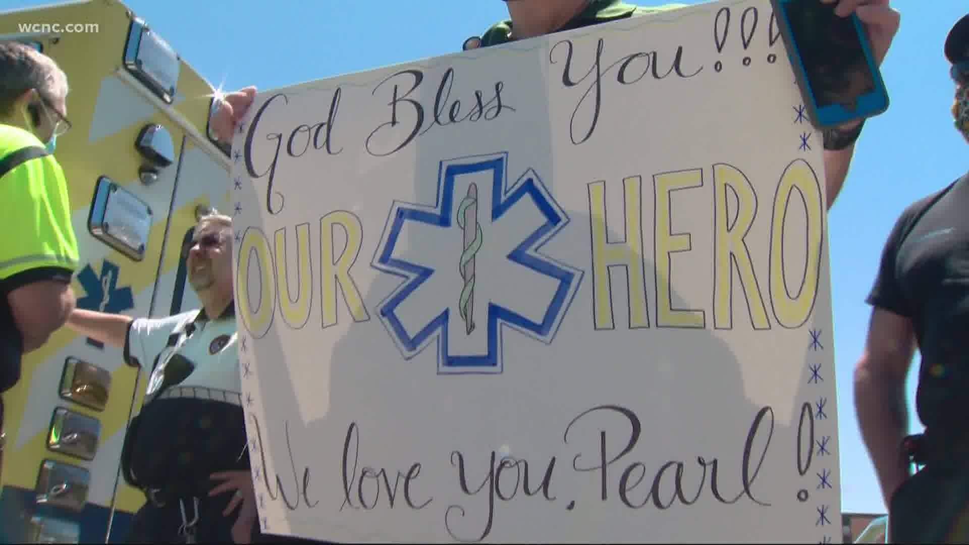 Pearl Lemieux got a proper hero’s sendoff, as she left Piedmont's Encompass Health rehabilitation facility to go home for the first time in weeks.