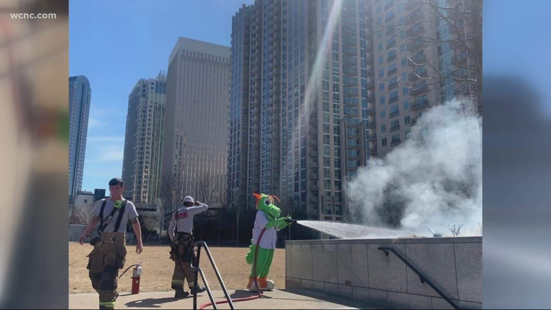 Homer the Dragon was shooting a video when he realized there was an opportunity to help. When firefighters arrived, he says they even let him use the hose.