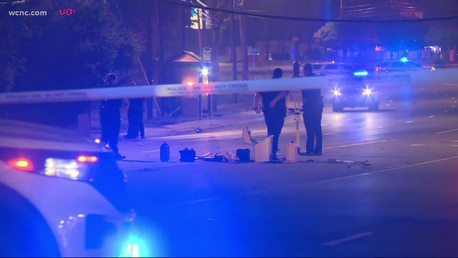 A section of North Tryon Street was shut down early Monday morning due to a deadly crash.