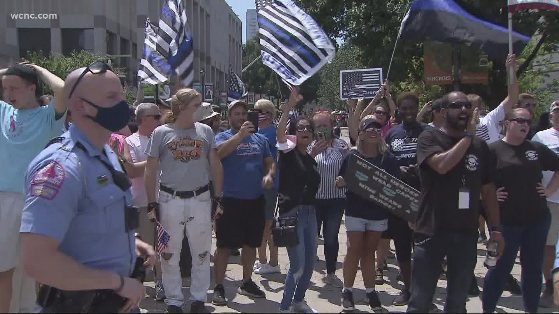 The event was organized by a Facebook group called "Back the Blue N.C."