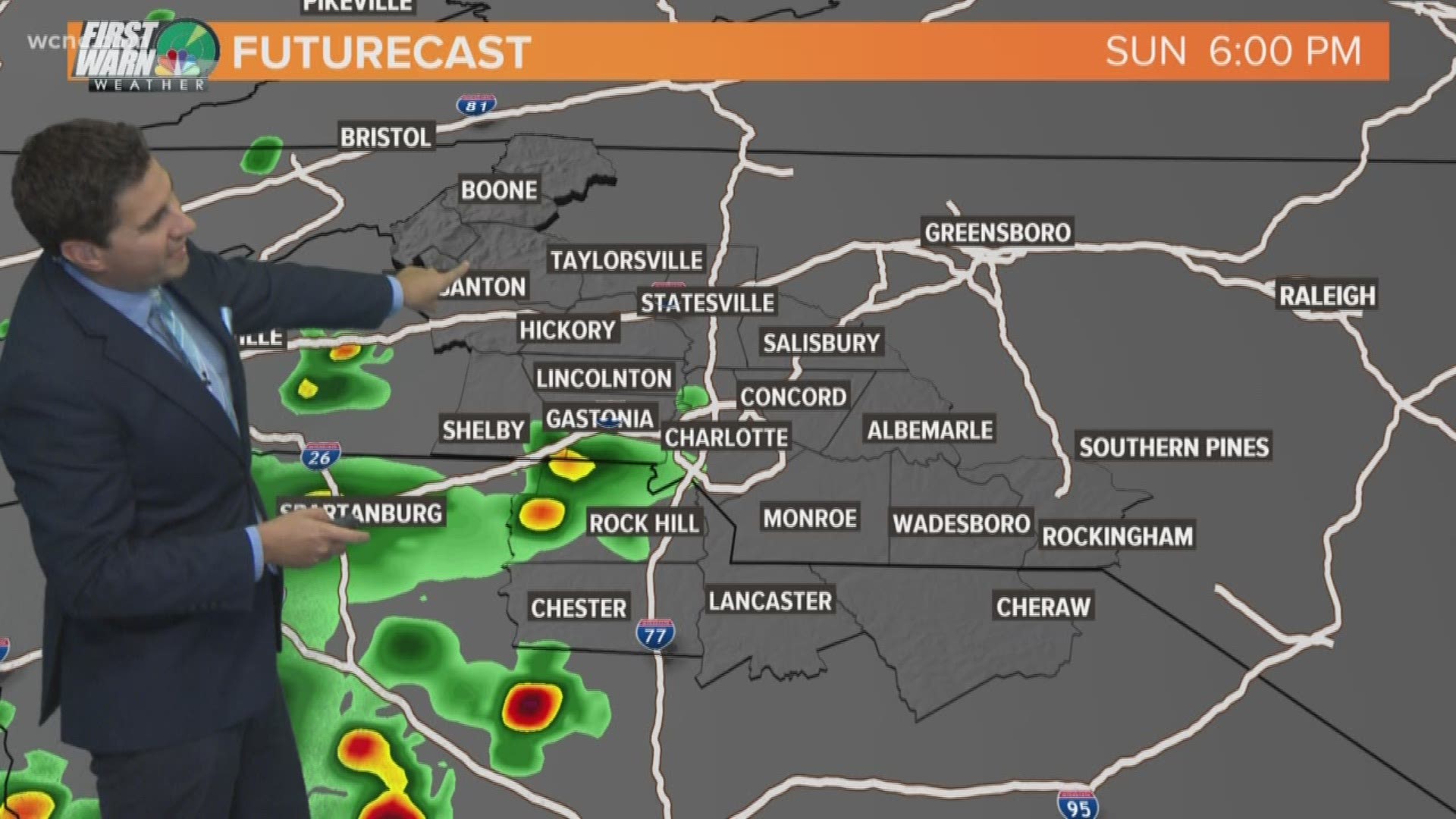 Scattered showers and storms are possible mainly west and southwest of Charlotte later this afternoon!