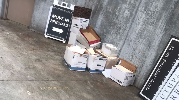 Folders containing people's private information dumped in trash area of South Park apartment complex