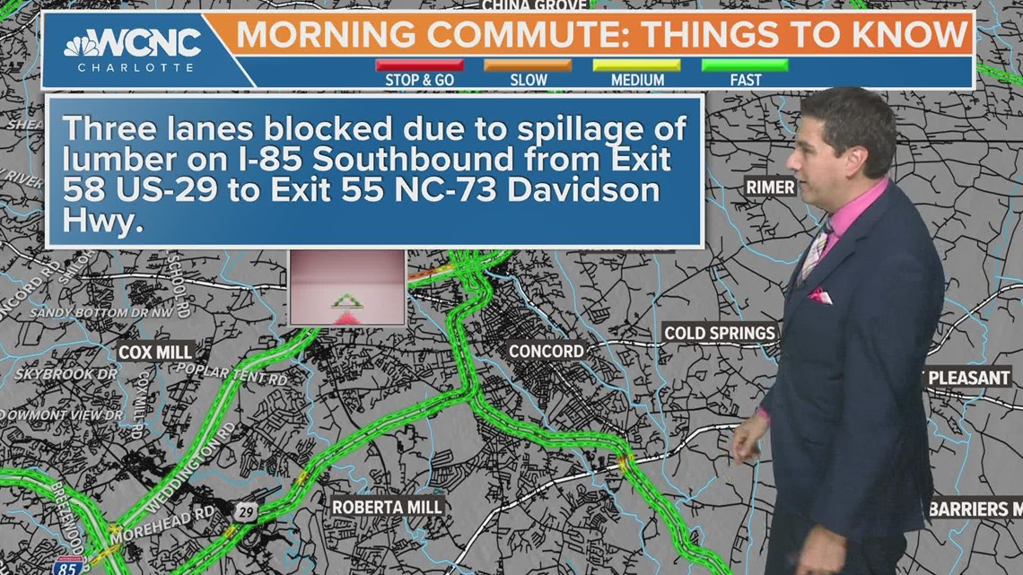 Truck spills lumber on I85, blocks lanes near Kannapolis