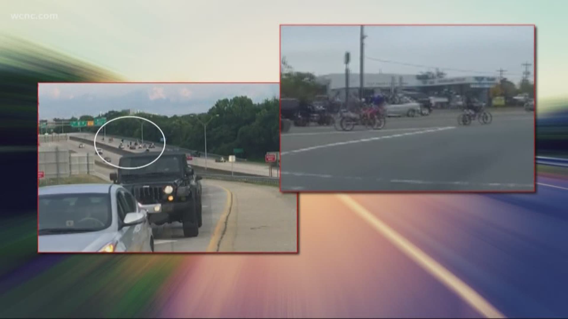 More than a dozen ATV's and dirt bikers recklessly taking over local streets and even jumping on the interstate. This is not the first time we're catching it all on camera. Last November, NBC Charlotte showed the clips to North Carolina Highway Patrol who