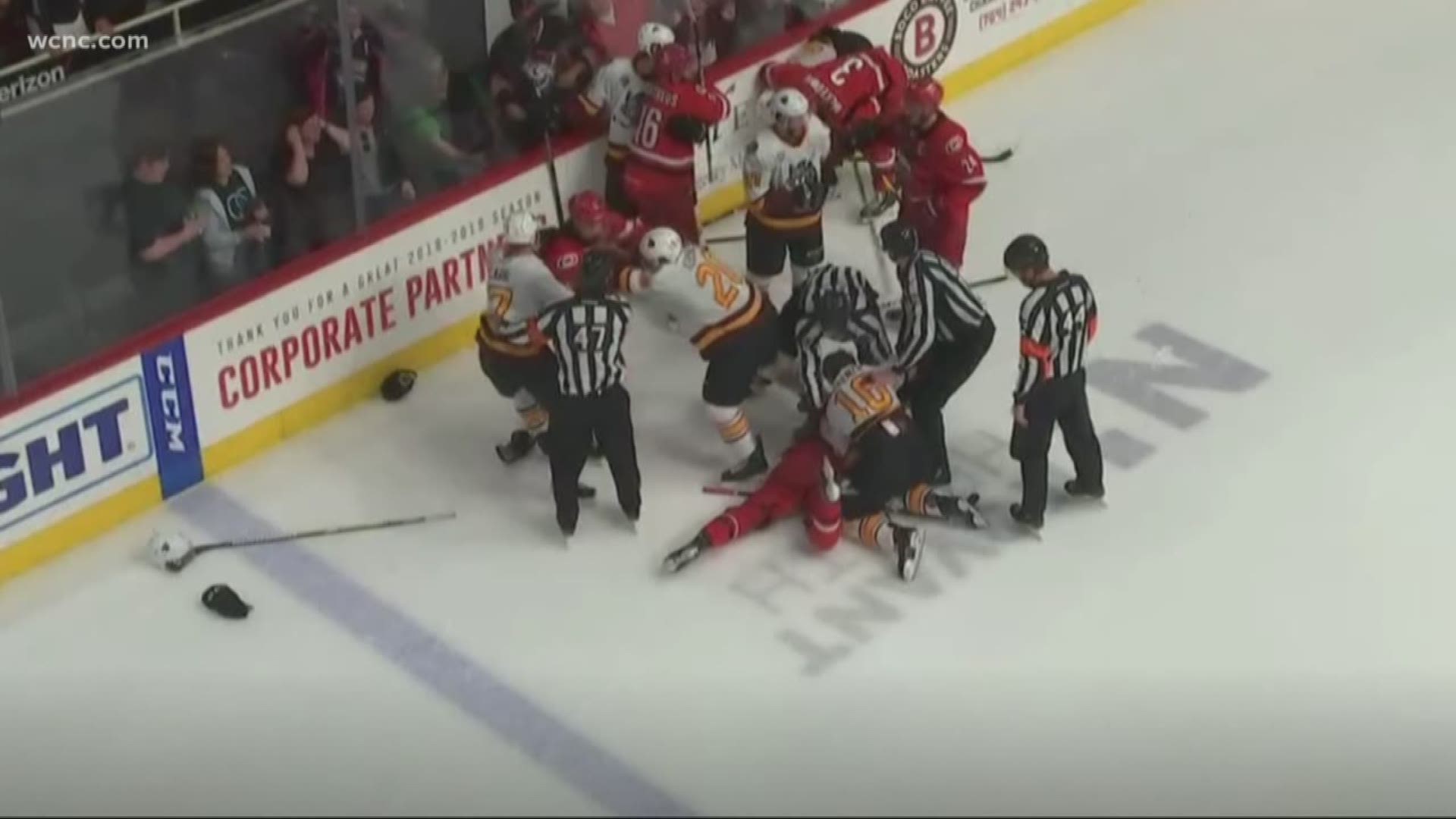 The Charlotte Checkers won the first Calder Cup Finals game in team history Sunday night tying up the series with Chicago.