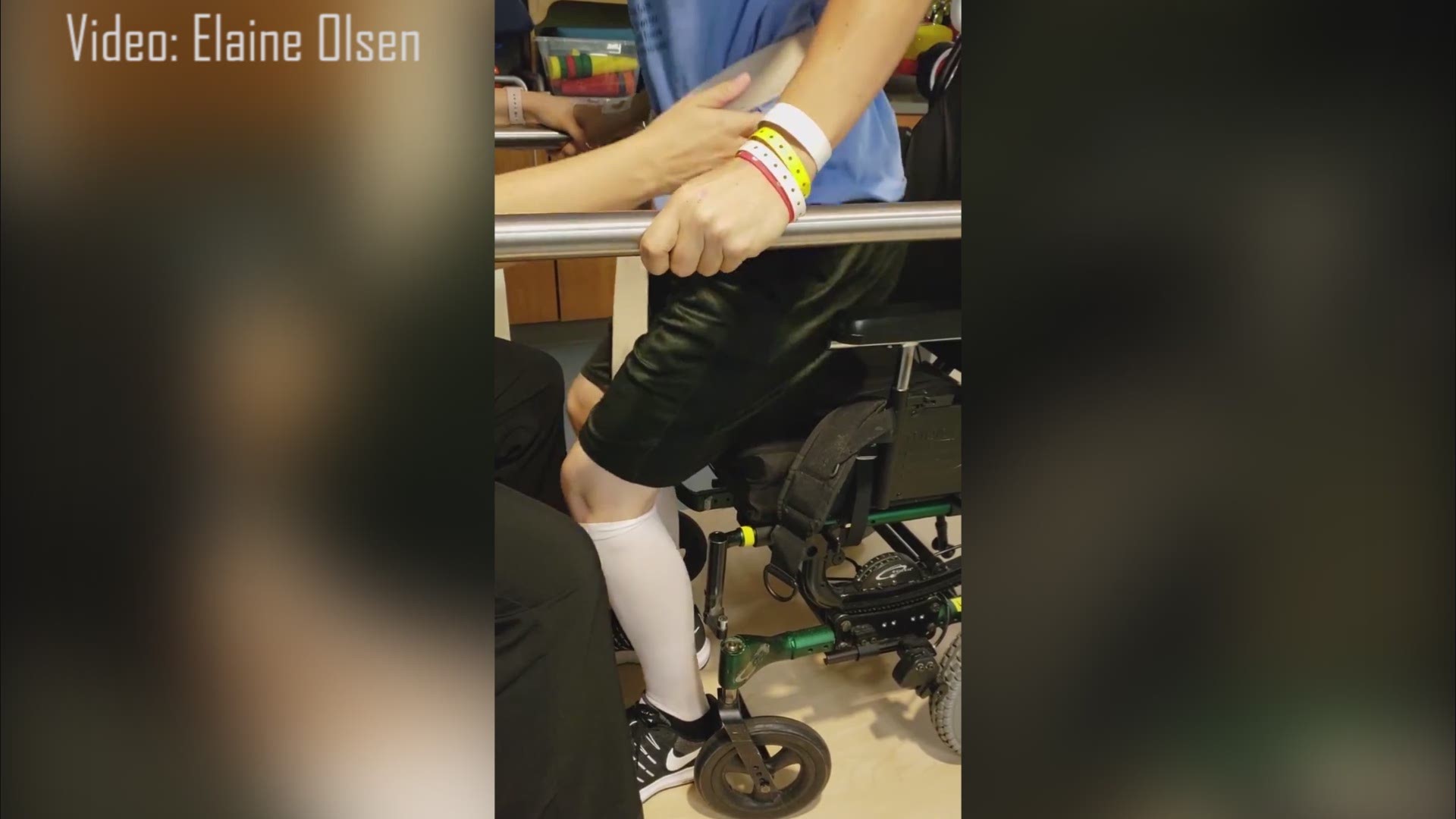 Jadon Olsen was hit by a fallen tree branch during Hurricane Florence. After surgery, he was in a coma and on a ventilator for three days.