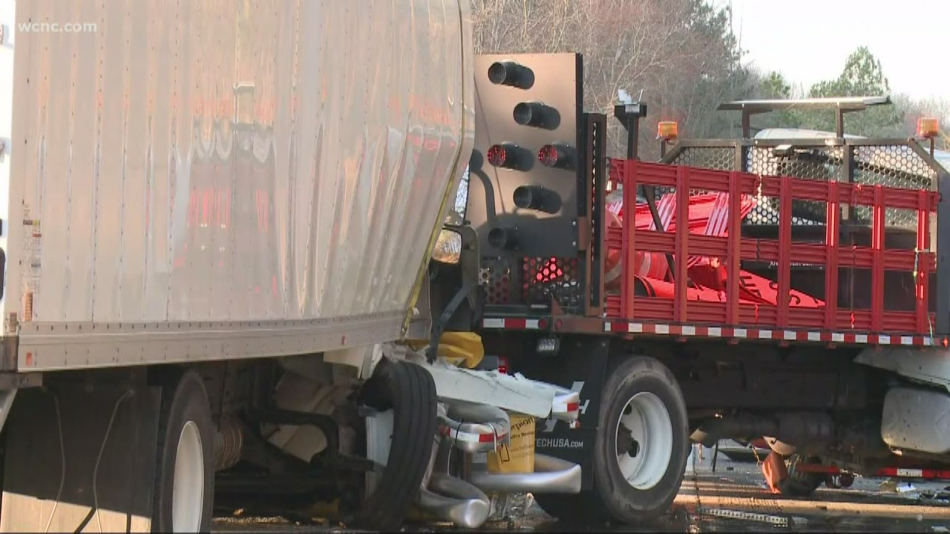 Three construction workers died after a box track slammed into two parked vehicles on I-40 in eastern Iredell County Thursday morning.