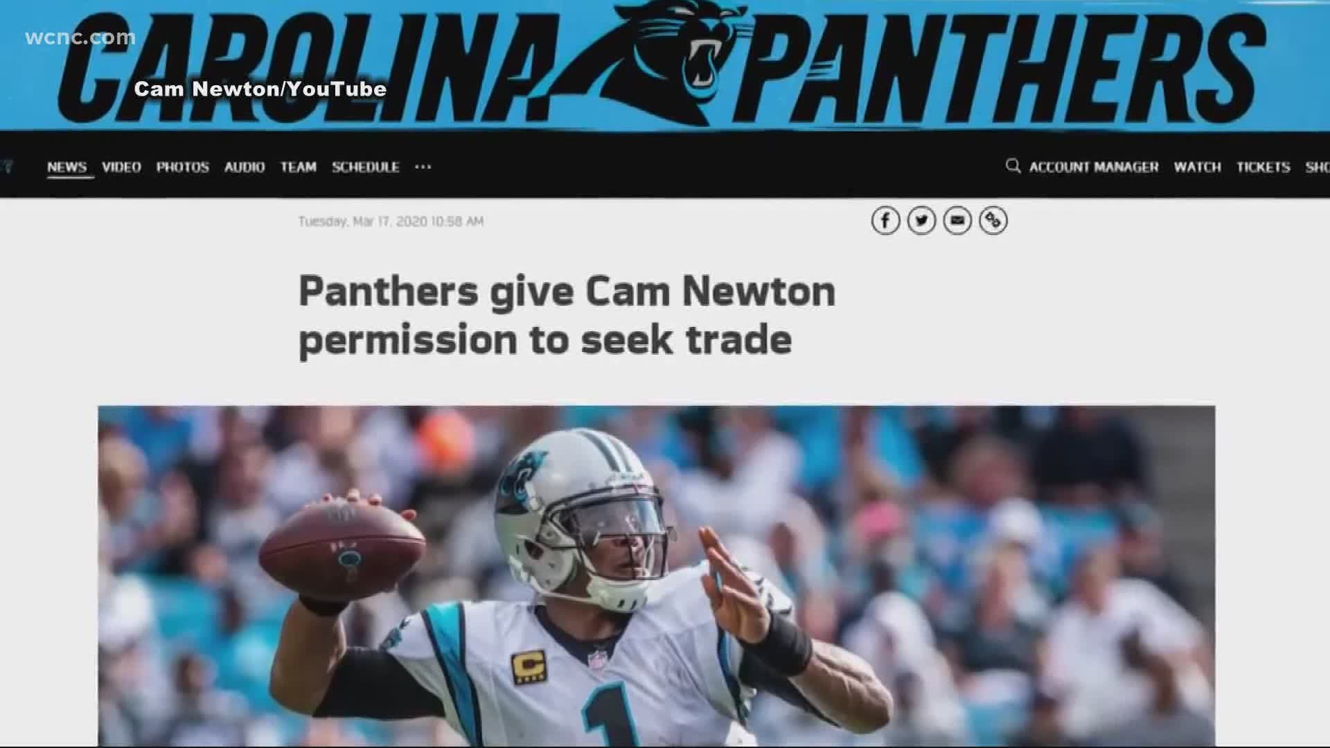 Cam Newton saying goodbye yesterday to the Carolina Panthers in a Vlog