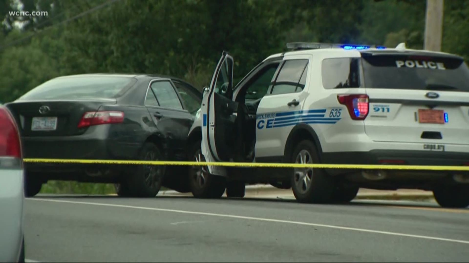 Three people were detained after a police chase ended in a crash in east Charlotte Thursday afternoon.