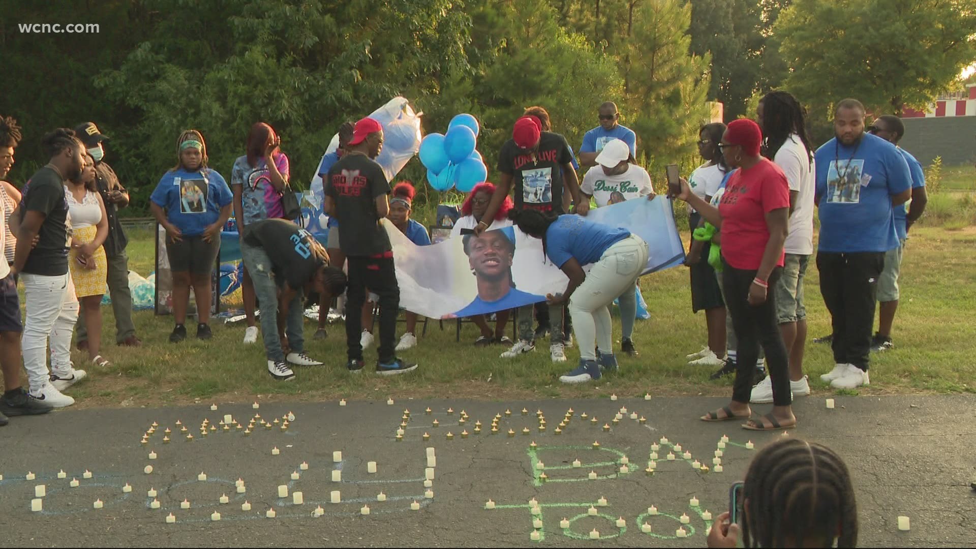 Family and friends of Jason Farmer, 24, gathered on Tuesday, July 6, along Sunset Road in north Charlotte for a vigil in his honor.