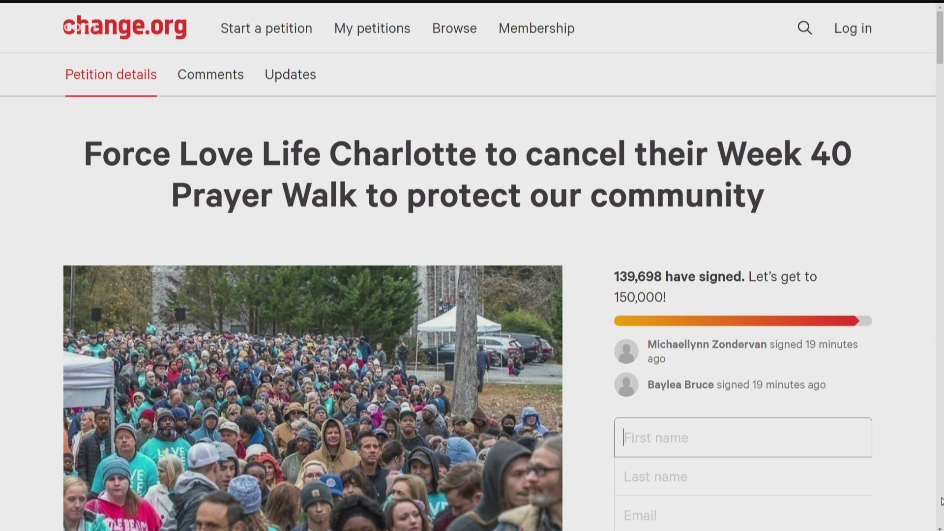The petition states the event threatens the public's health, while organizers of the event insist they are doing their part to keep participants safe.