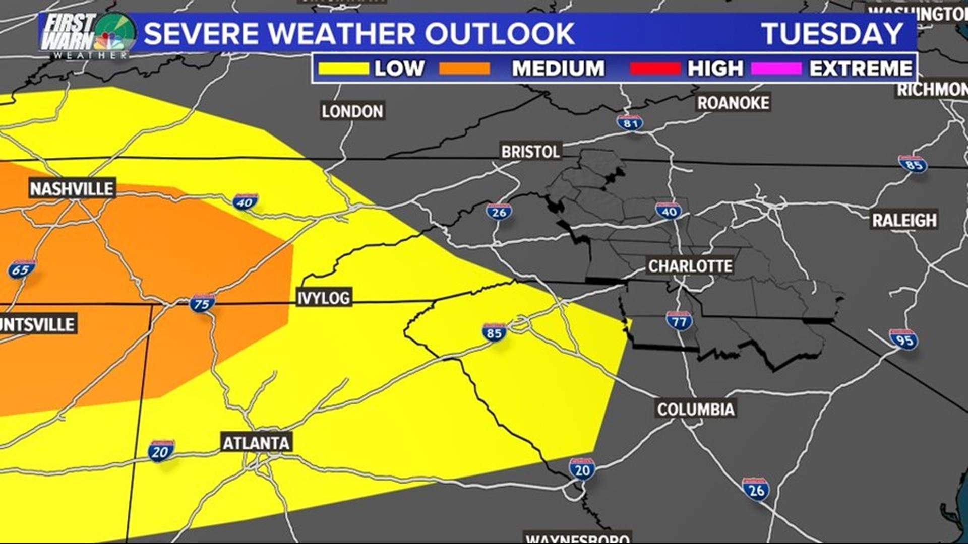 Charlotte forecast Heavy rain with strong thunderstorms possible