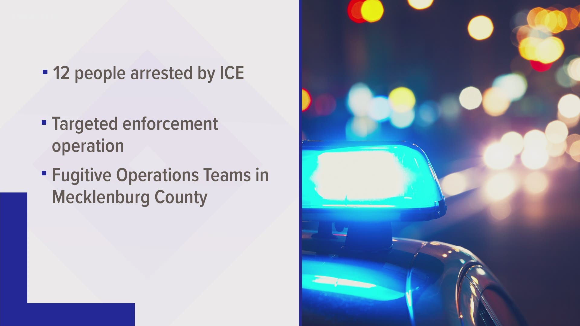 The arrests were part of a targeted enforcement operation by ICE's fugitive operations team in Mecklenburg County.
