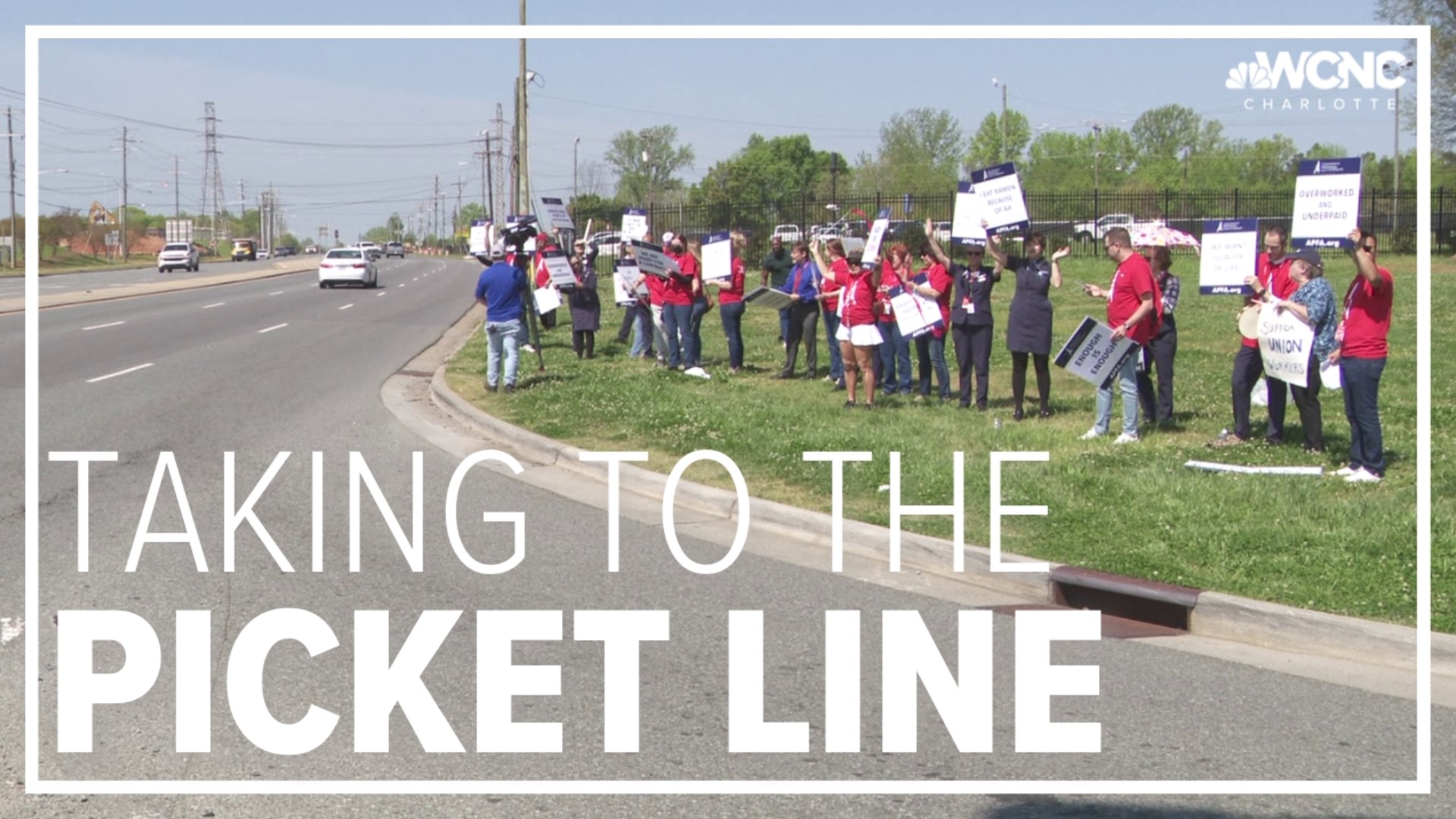 Flight attendants with American Airlines took to the picket line Tuesday.