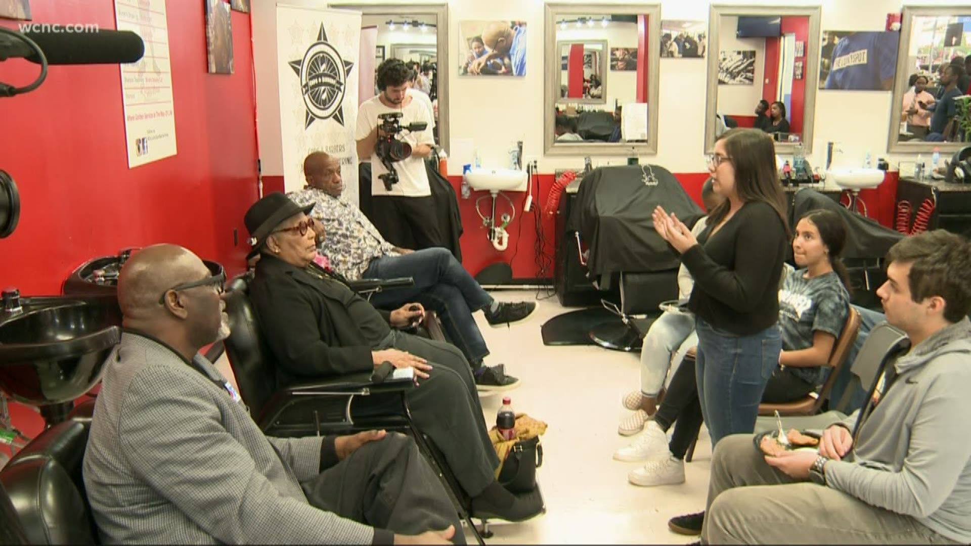 A local barbershop hosted high school and college students Tuesday night for a discussion about the growing crime rate in the area.