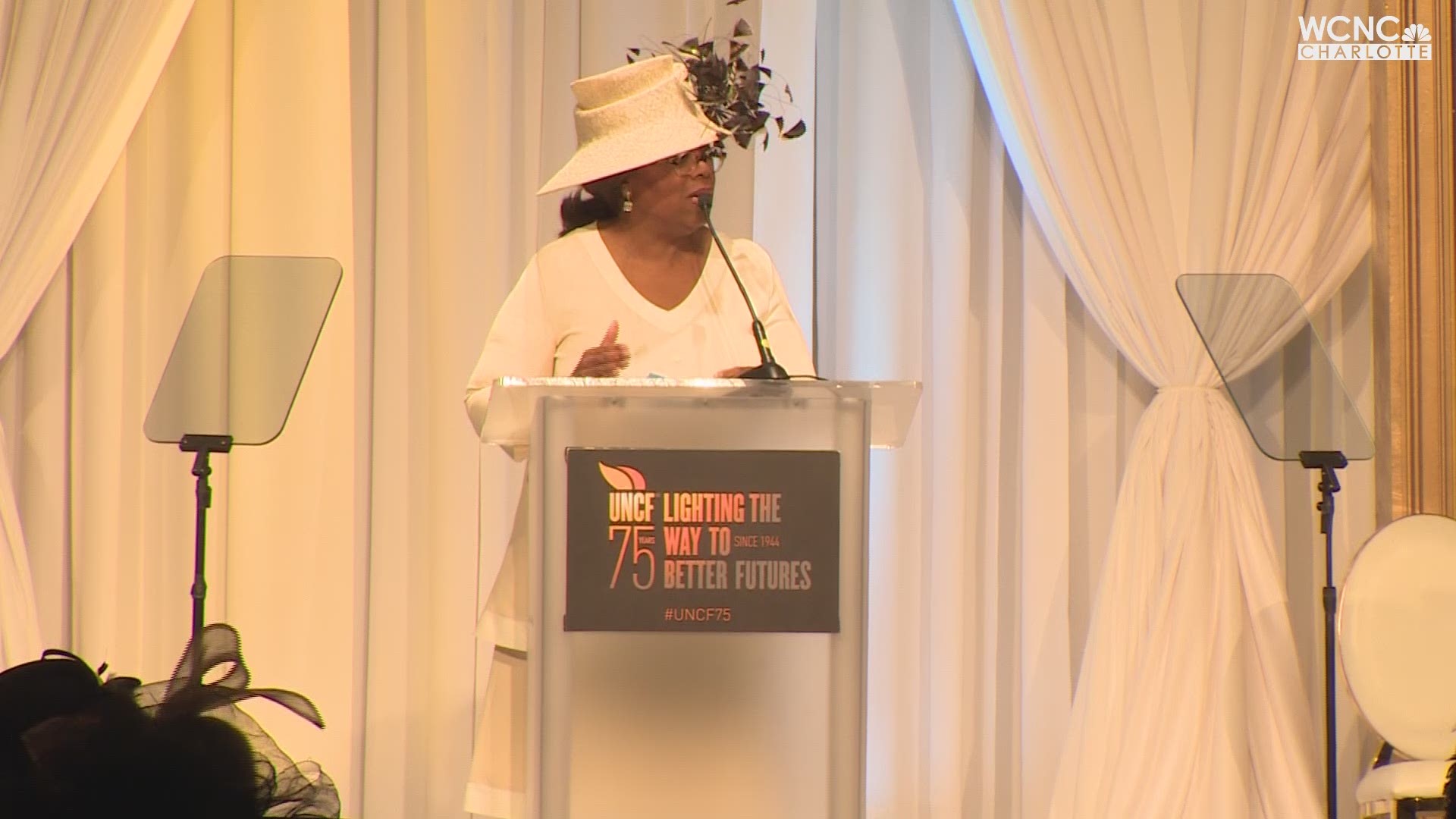 Oprah Winfrey spoke at an event honoring women who have positively impacted the Charlotte community at the 2019 Maya Angelou Women Who Lead Luncheon.