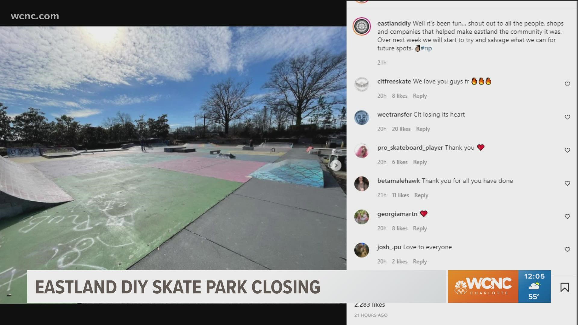 Eastland DIY skate park to close next month