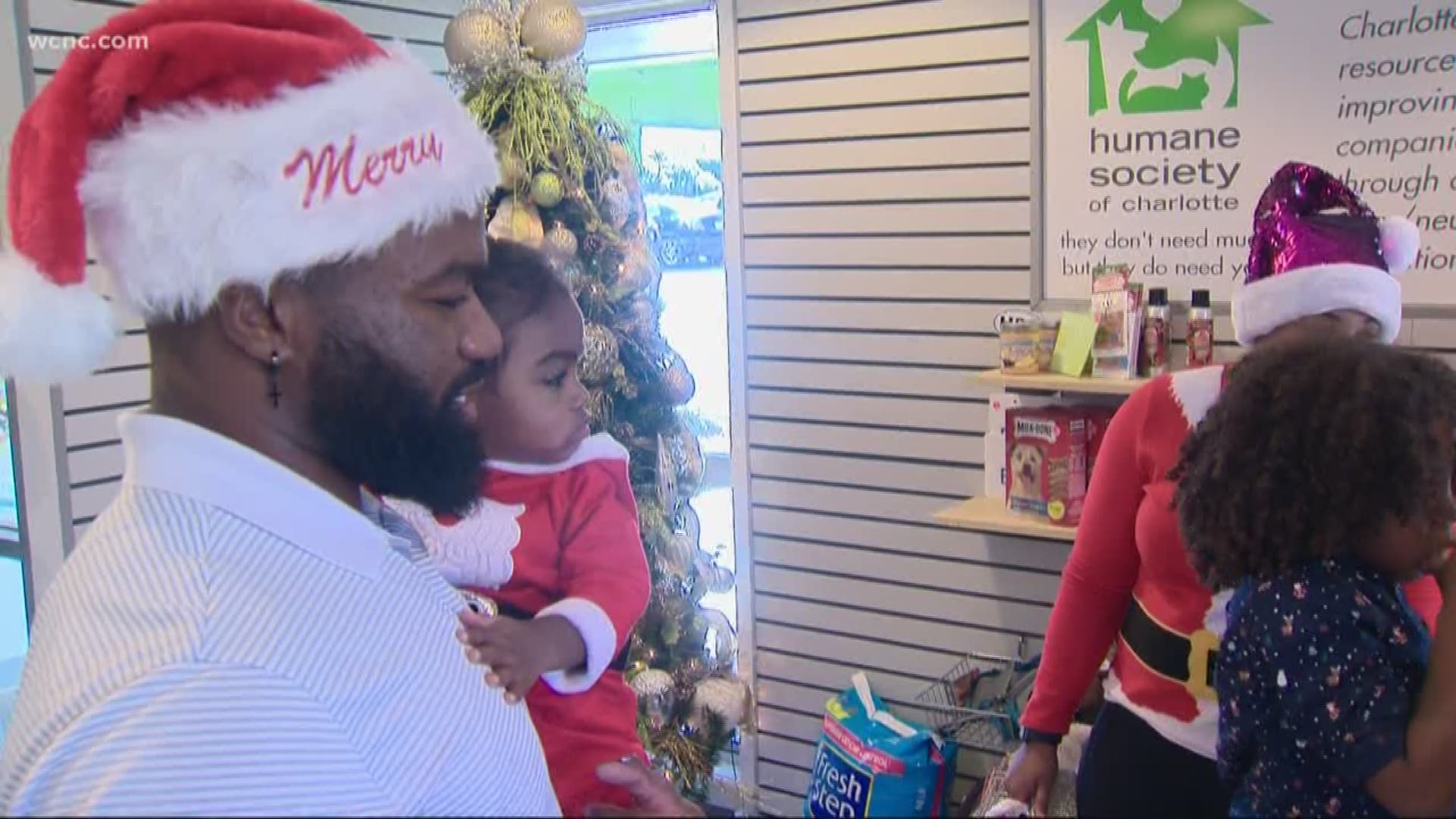 Fozzy Whittaker teamed up with the Humane Society to deliver new pets just in time for Christmas morning.