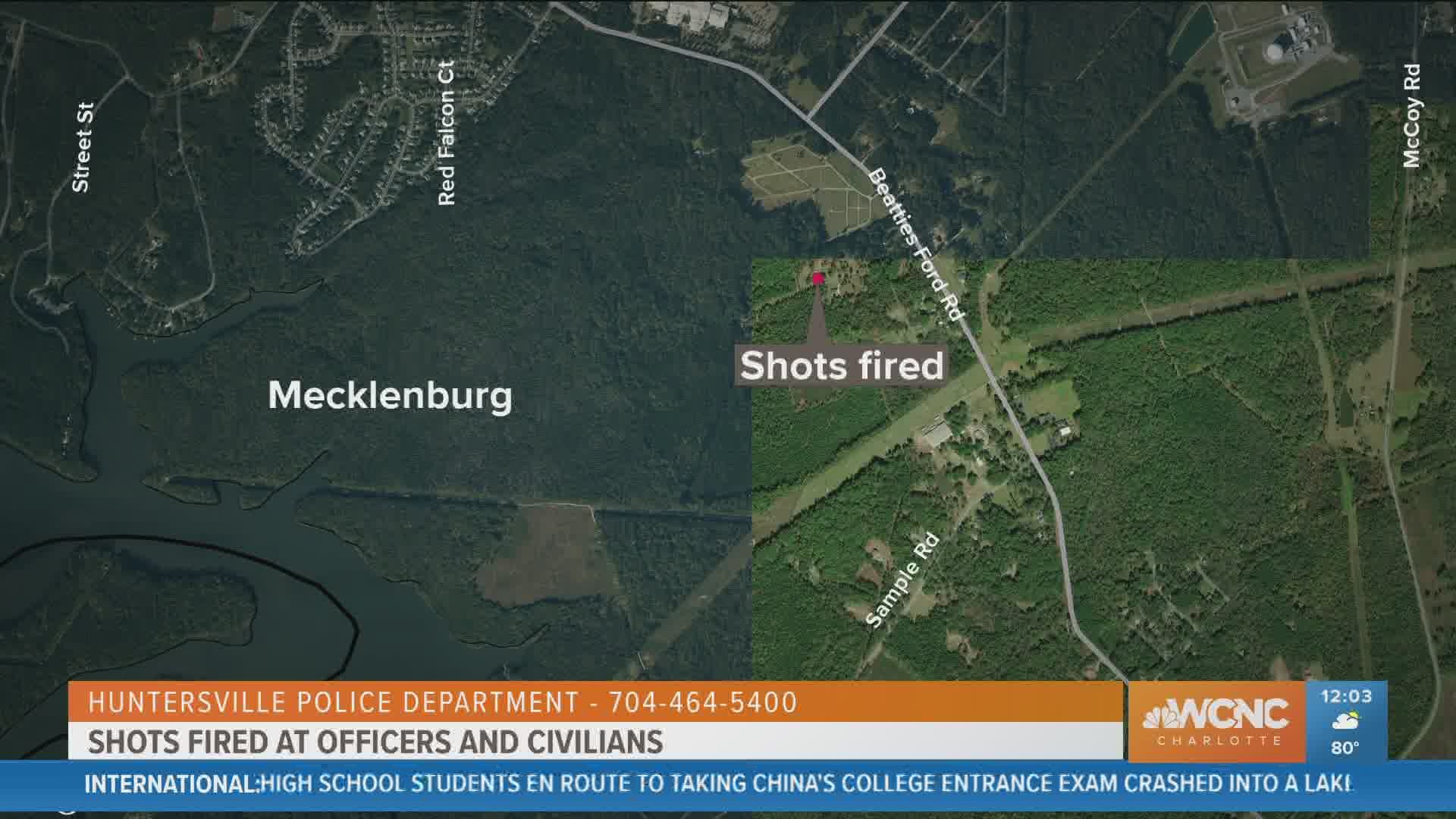 Huntersville Police are investigating after multiple shots were fired at officers on Beatties Ford Road Monday morning.