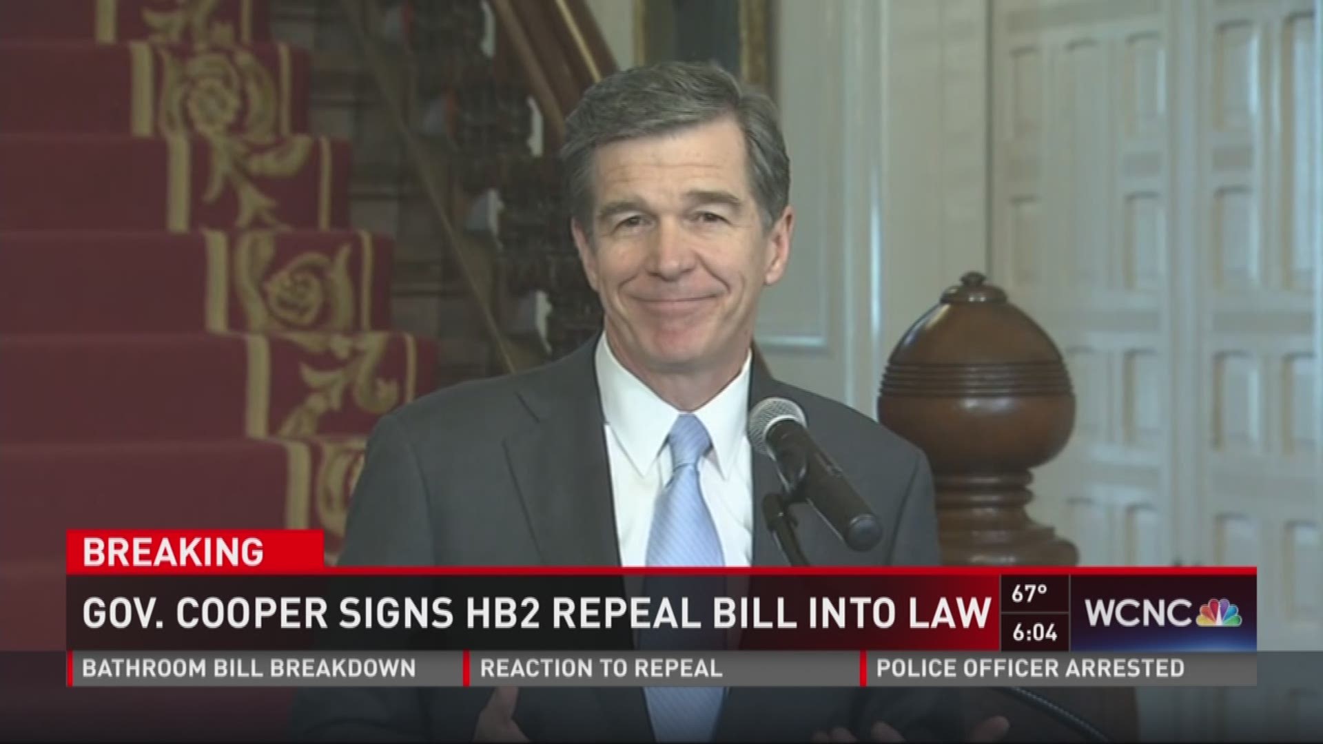 North Carolina Gov. Roy Cooper signed a bill Thursday afternoon that will effectively repeal House Bill 2.