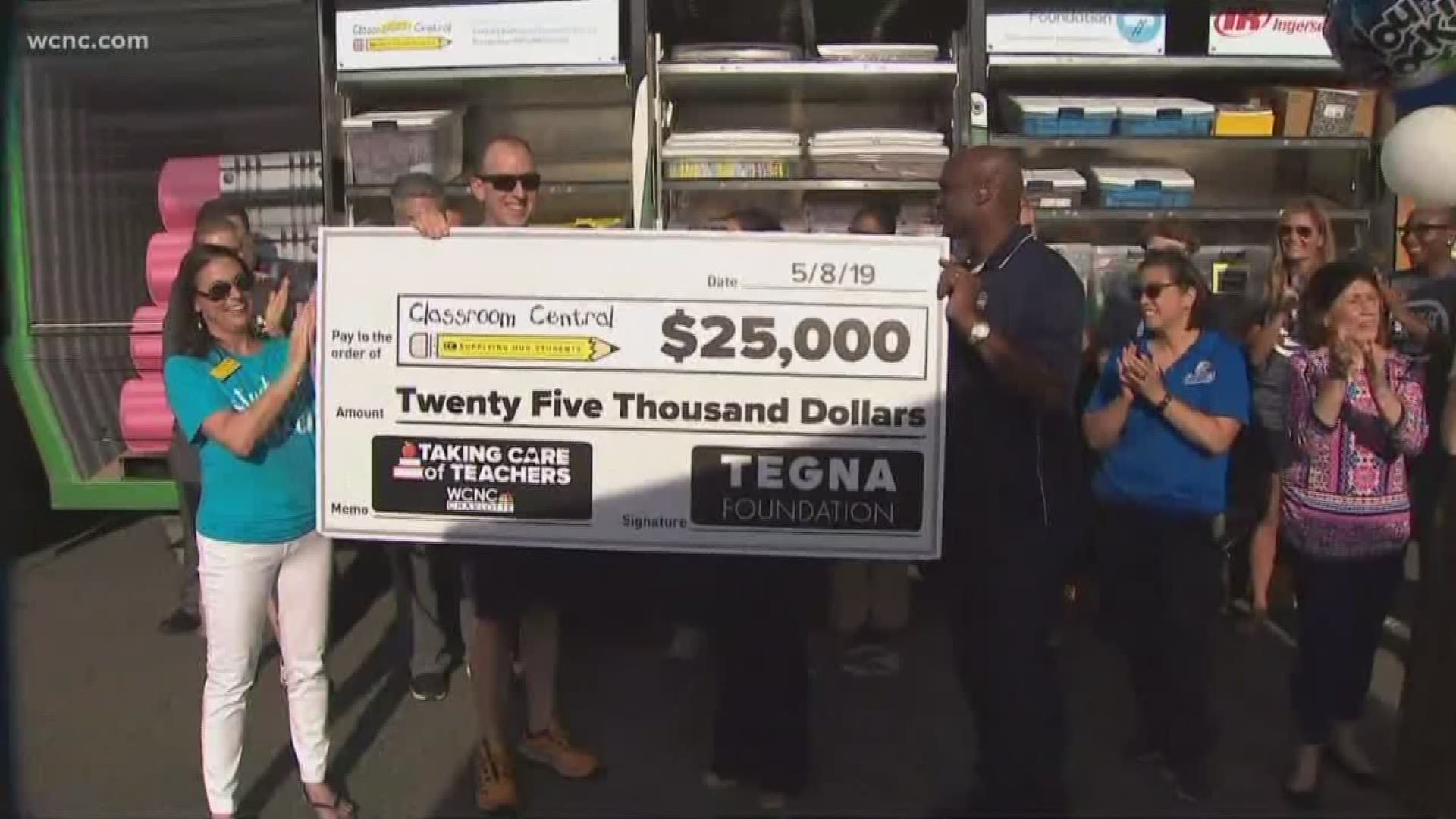 On behalf of the TEGNA Foundation, WCNC presented Classroom Central with a $25,000 check to help get school supplies to students.