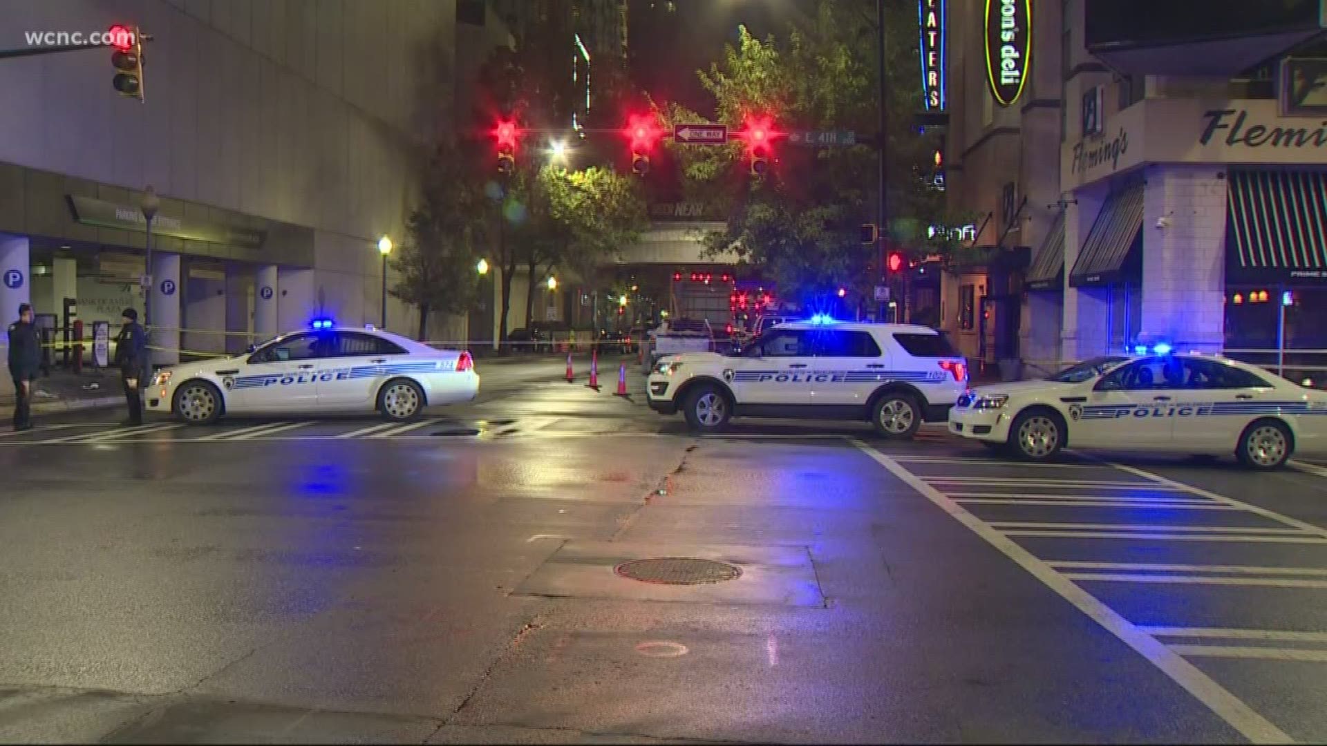 One person was killed and another was injured in a police shooting outside the Epicentre in uptown Charlotte Friday morning.