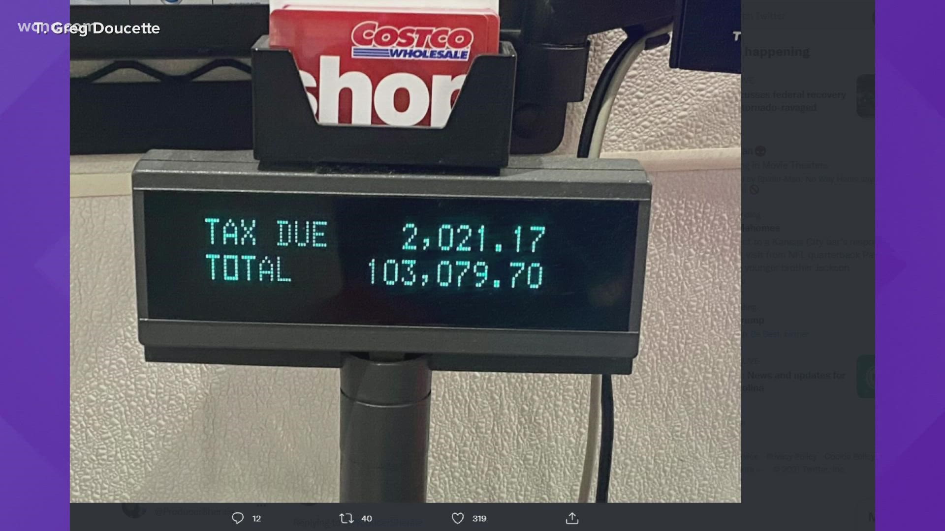 A Costco in Durham printed its bulkiest receipt ever: Over $103,000, and the purchase will benefit families in need over winter break.