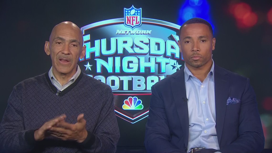 INGLEWOOD, CA - SEPTEMBER 8: Tony Dungy and Rodney Harrison of NBC