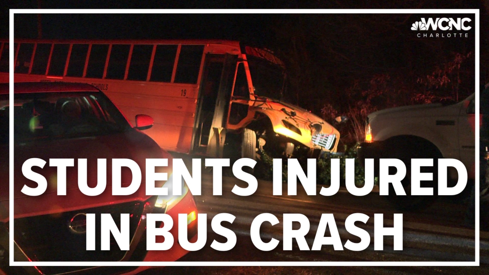 The bus, which was from West Rowan High School, had students and a bus driver on board.