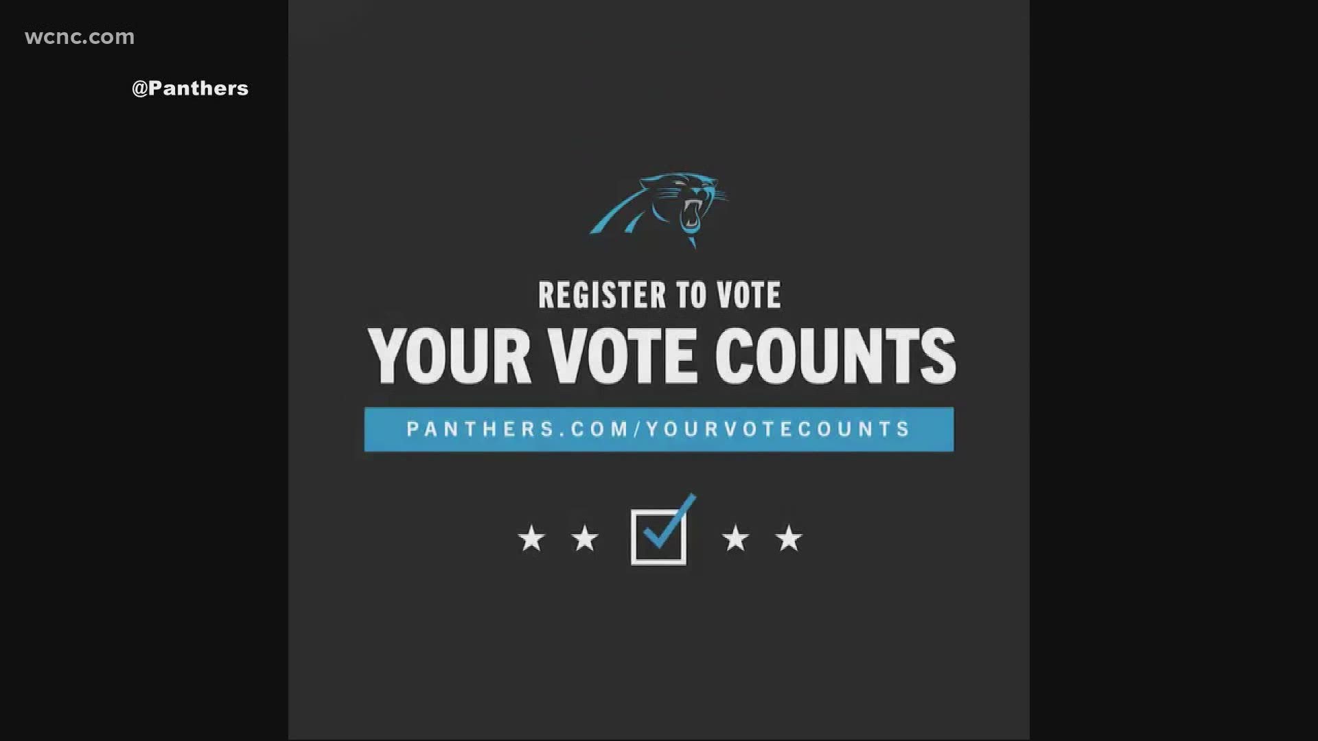 The Carolina Panthers and multiple players are teaming up with election officials to help people in the Carolinas register and vote in this November's election.