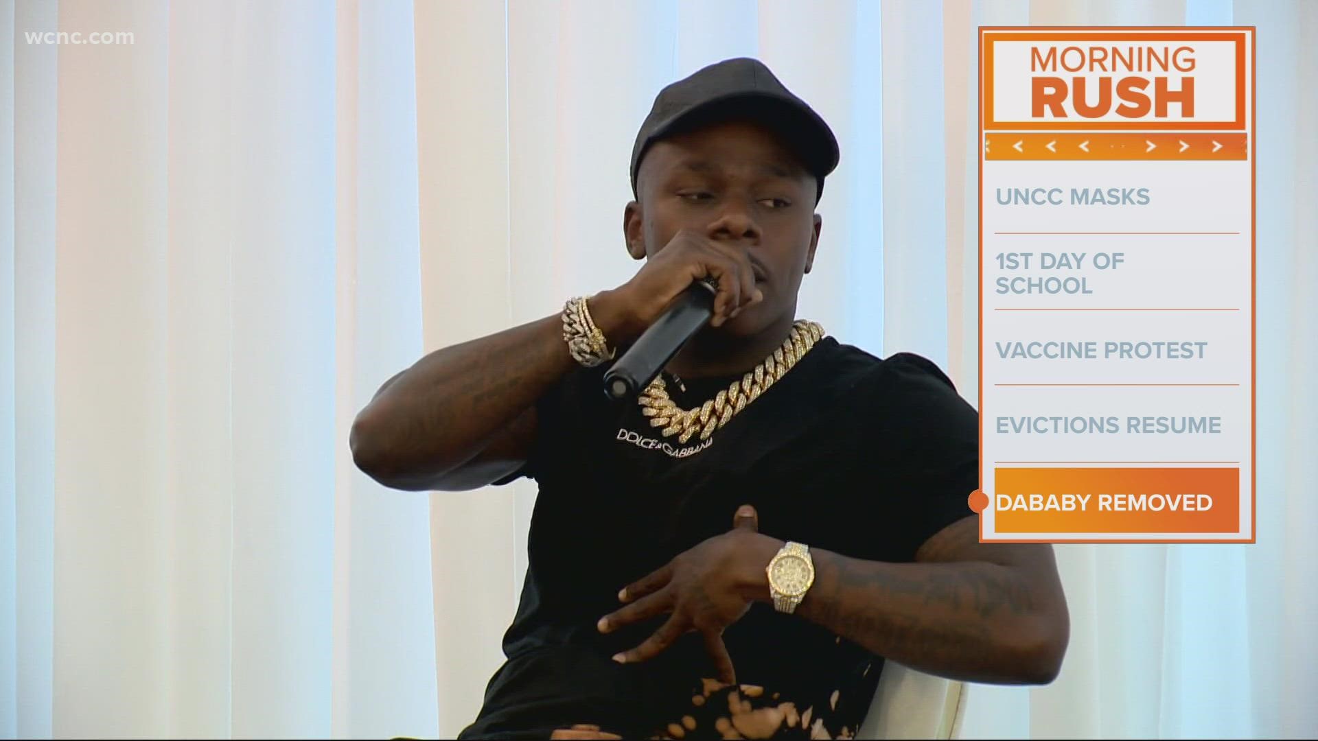 Charlotte rapper DaBaby was cut from the Lollapalooza lineup following crude and homophobic comments he made last week at a Miami-area music festival.