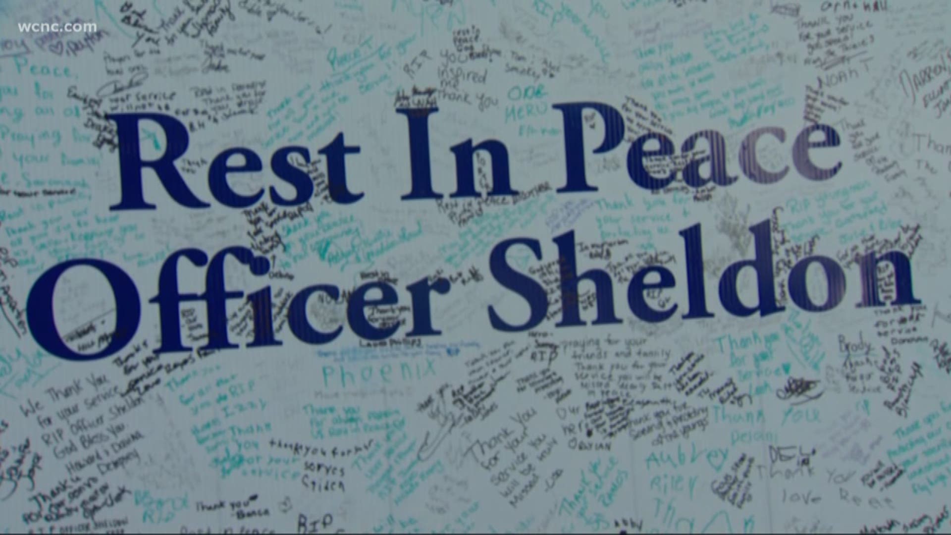 A Mooresville officer, 32-year-old Jordan Sheldon, was killed in the line of duty Saturday evening. Mooresville officers took a moment before, during and after their shifts to see what people wrote and left behind at his memorial.