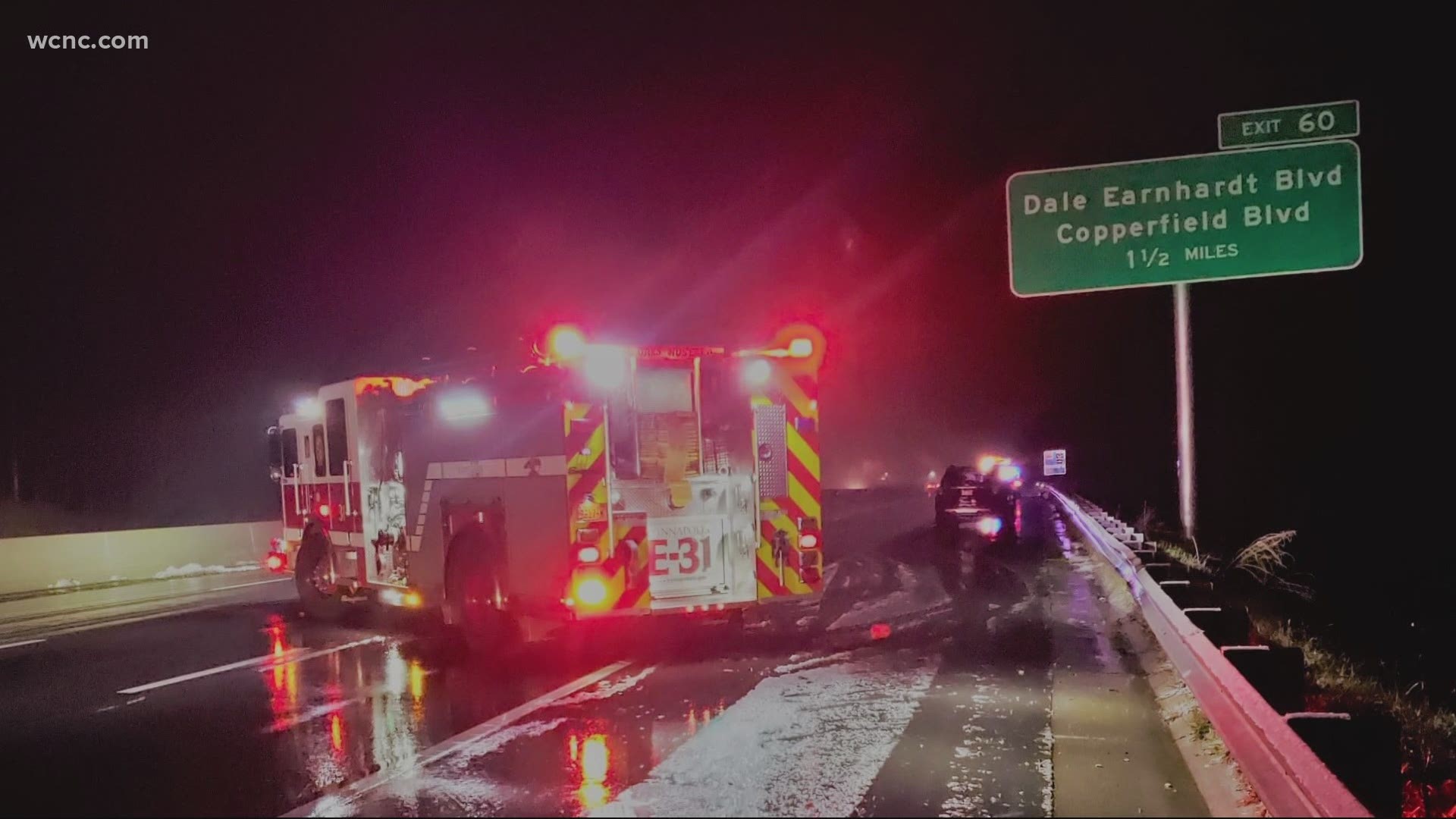 The fire department said their crews were helping victims in the winter weather when their firefighters were nearly injured by a drunk driver.