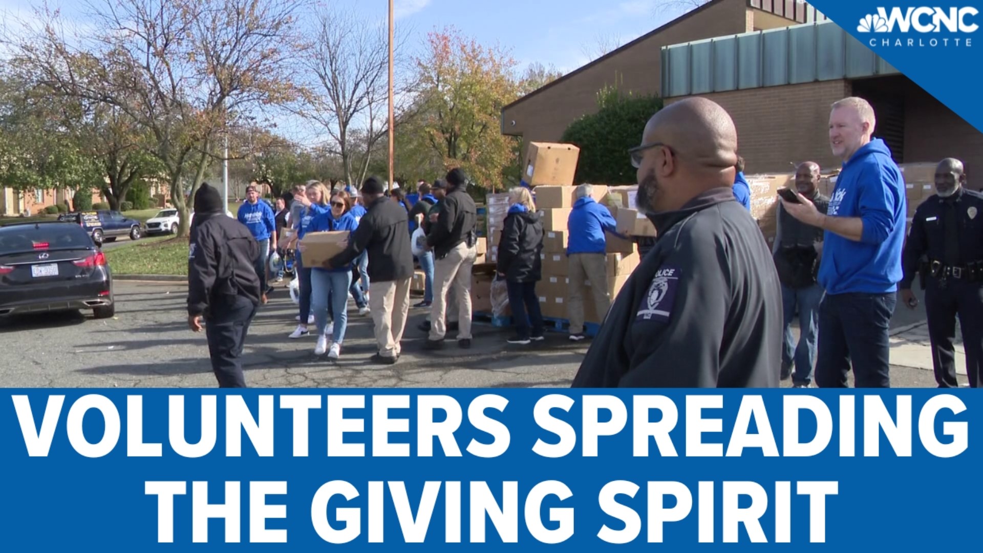 Volunteers handed out turkeys, stuffing, sides, and all the fixings to folks who need them.
