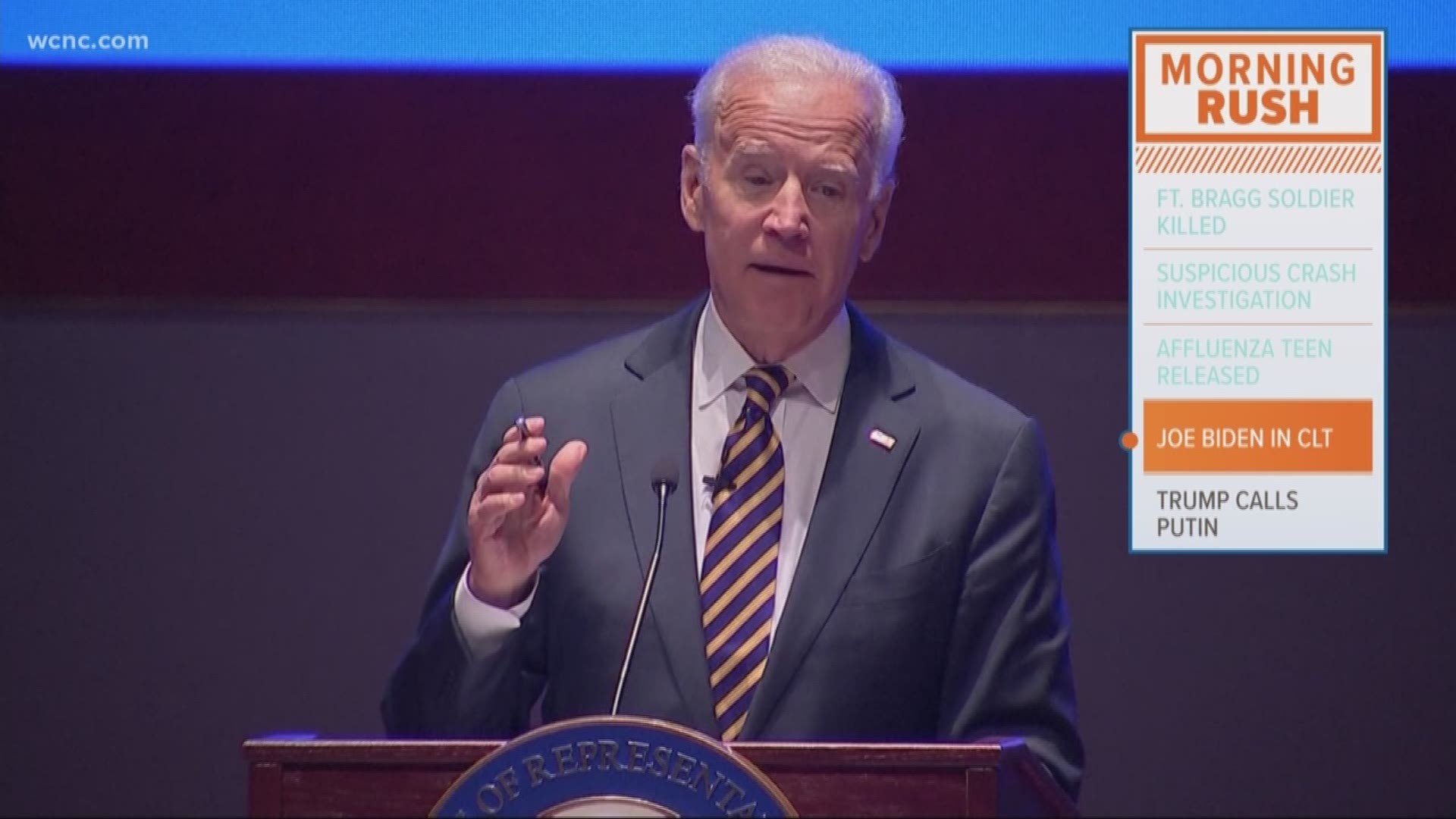 Former Vice President Joe Biden is bringing his "American Promise" tour to Charlotte in June.