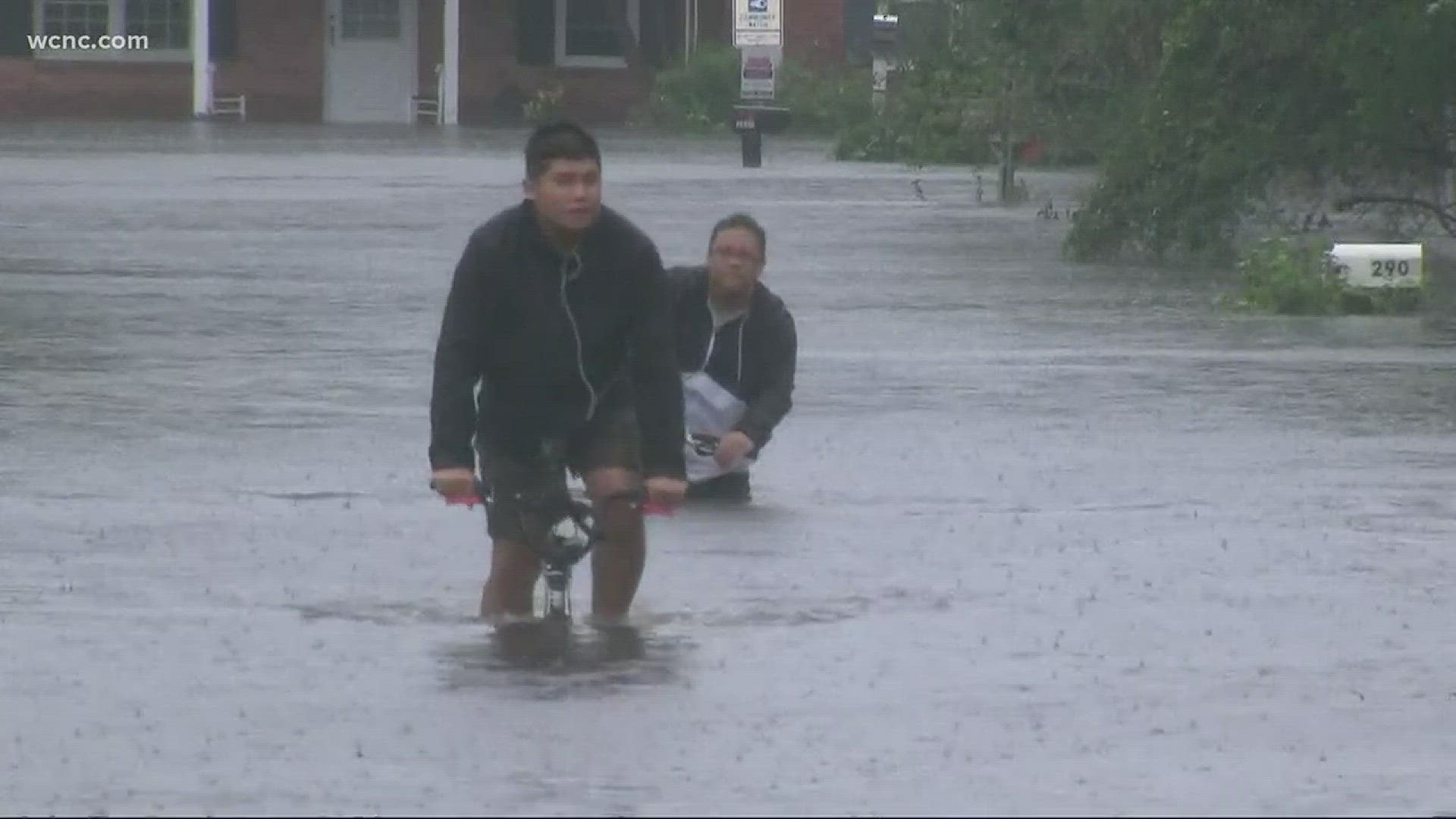 Flooded streets and closed roads in Jacksonville.