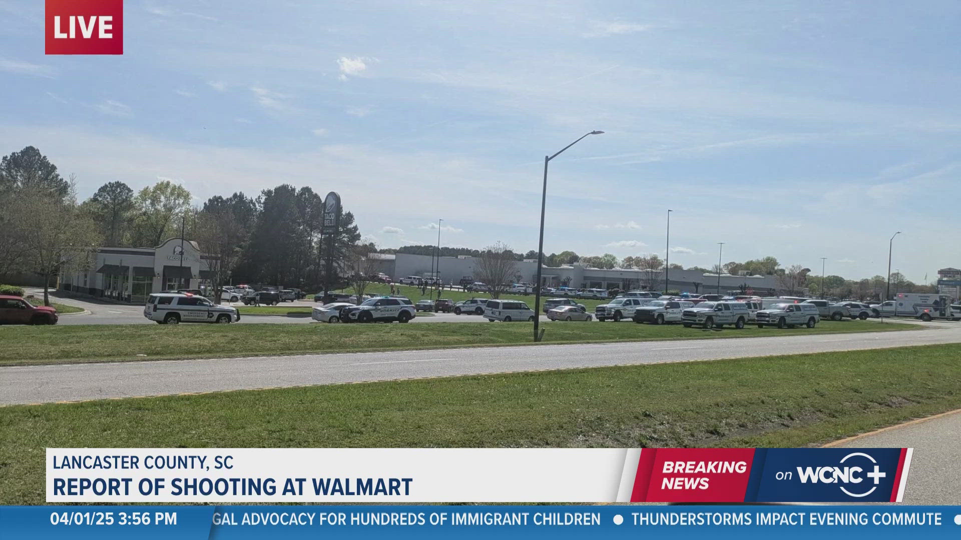 New images show the large police presence at the Walmart store in Lancaster, South Carolina. Authorities are investigating a reported shooting.