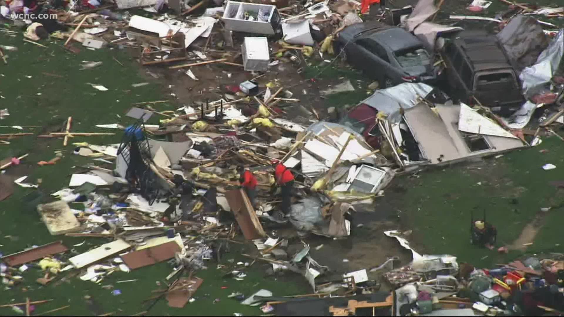 The storm left trees down, major storm surges and  a wake of damage after making landfall in North Carolina.