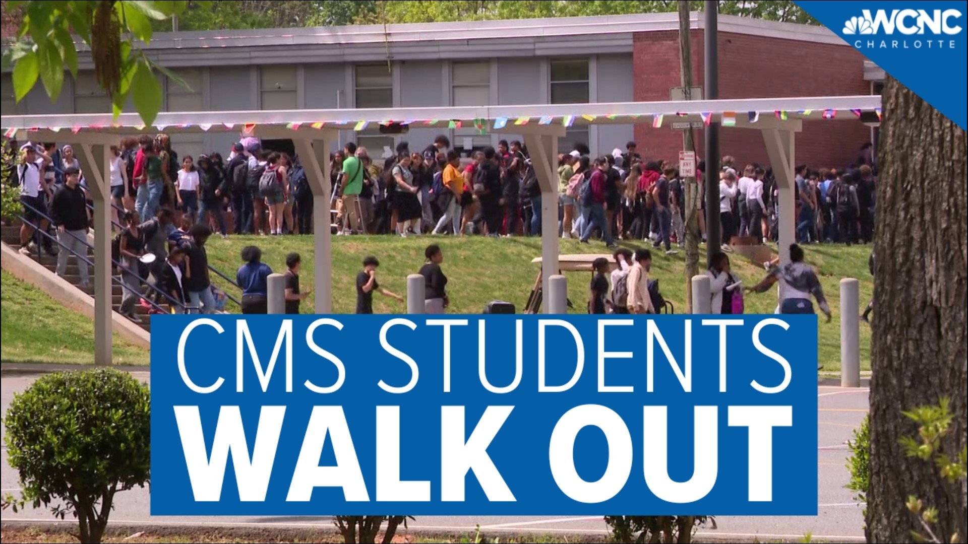 CMS students walked out of class Wednesday morning to protest gun violence.