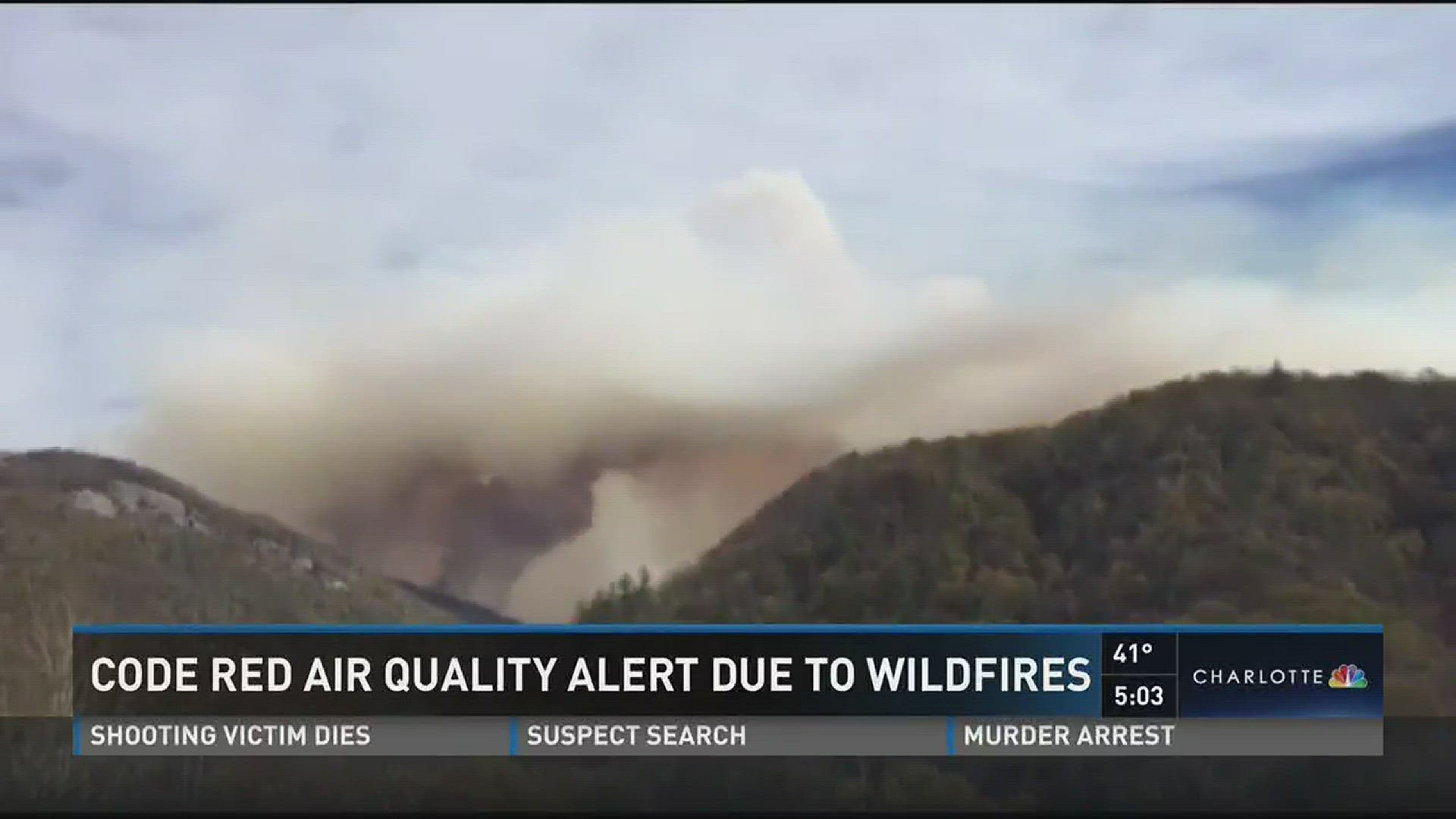 Smoke from wildfires in western North Carolina has created a "Code Red" air quality alert for Charlotte.