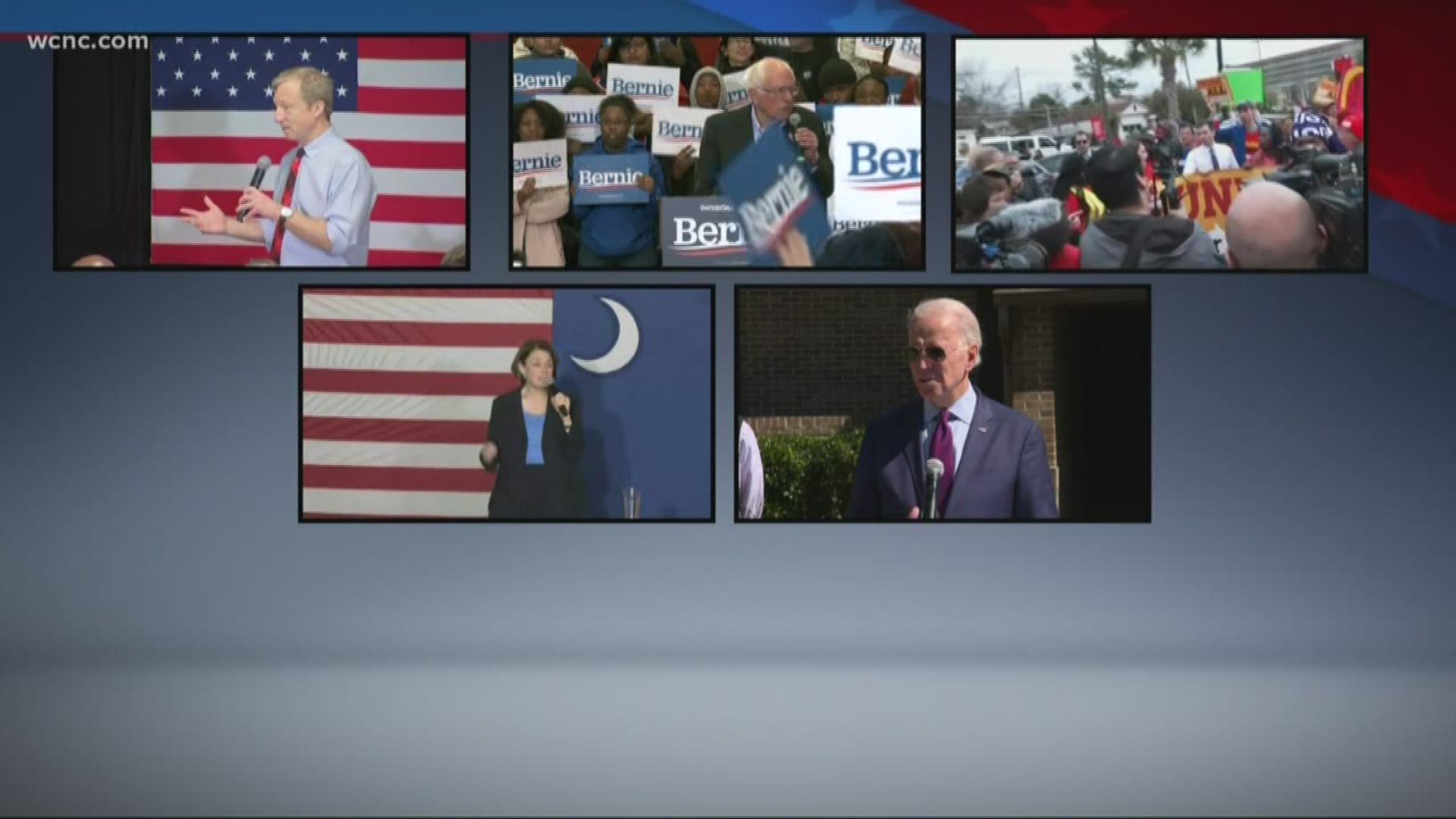 Democratic president candidates are campaigning in South Carolina and North Carolina ahead of state primary elections.