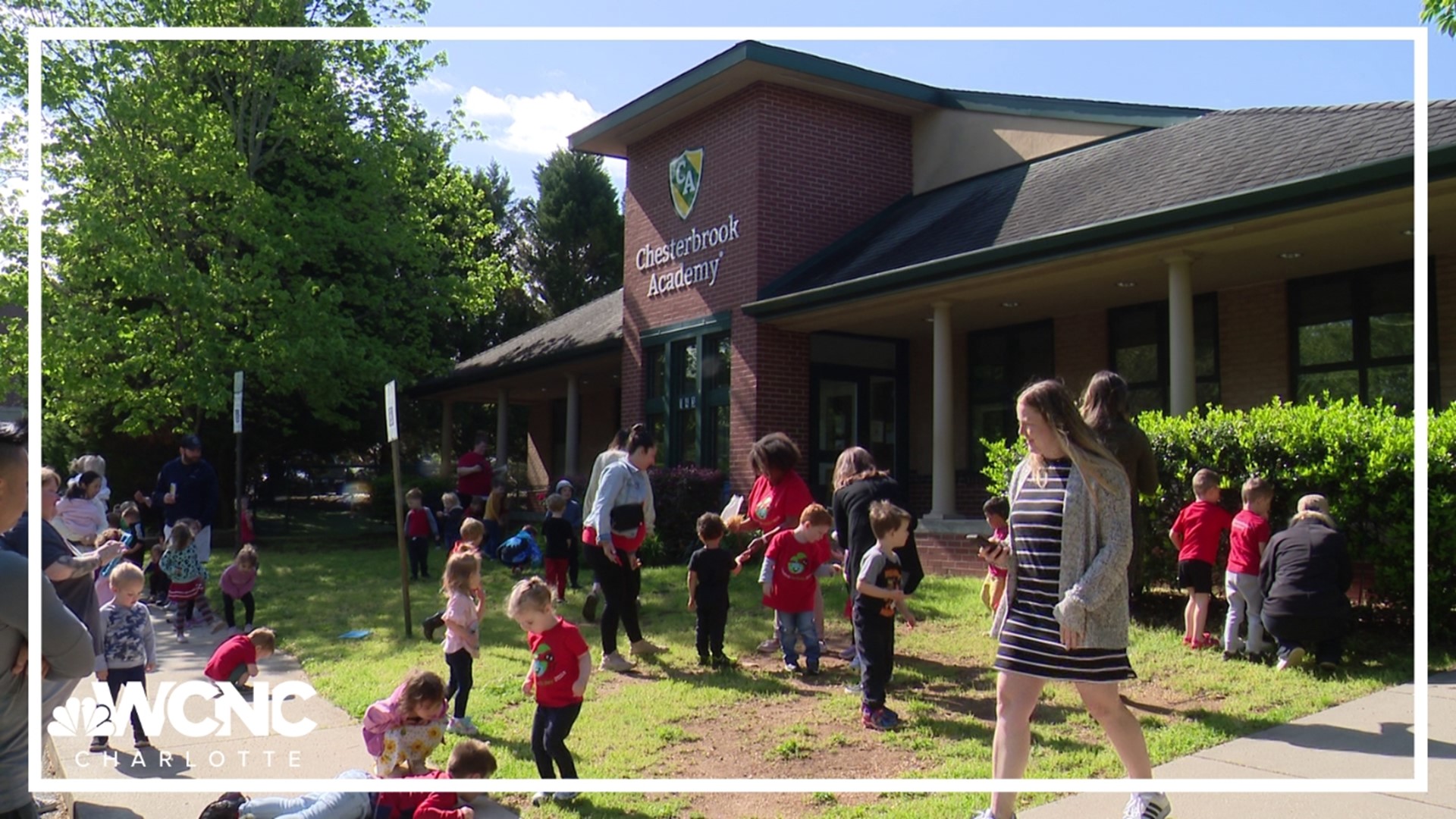 On Earth Day, students at Chesterbrook Academy Preschool released 8,000 ladybugs around the bushes and trees in their schoolyard.