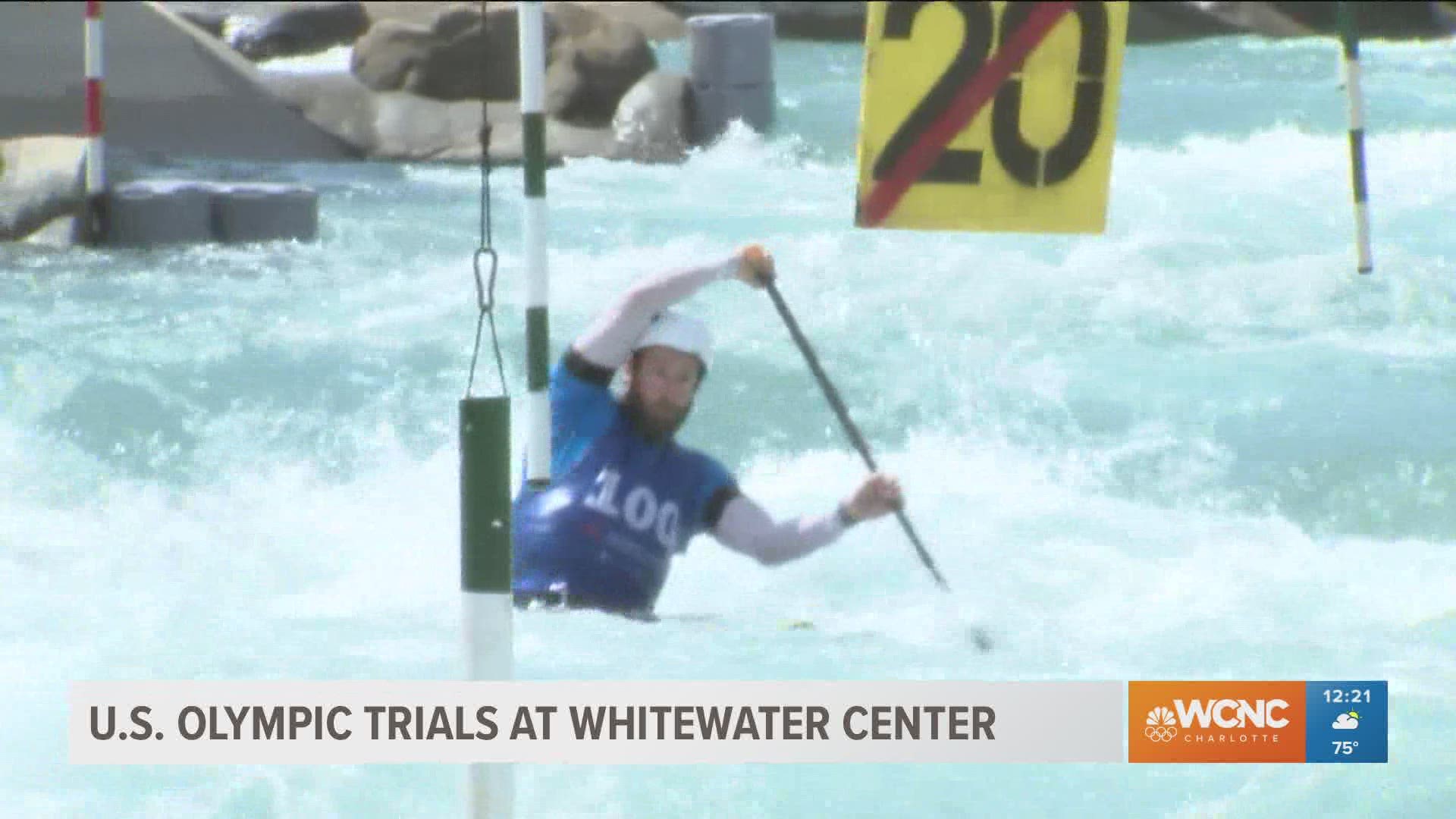 Hopeful Olympics are competing for their spot on Team USA in the Tokyo Olympics at the US National Whitewater Center in Charlotte, North Carolina.