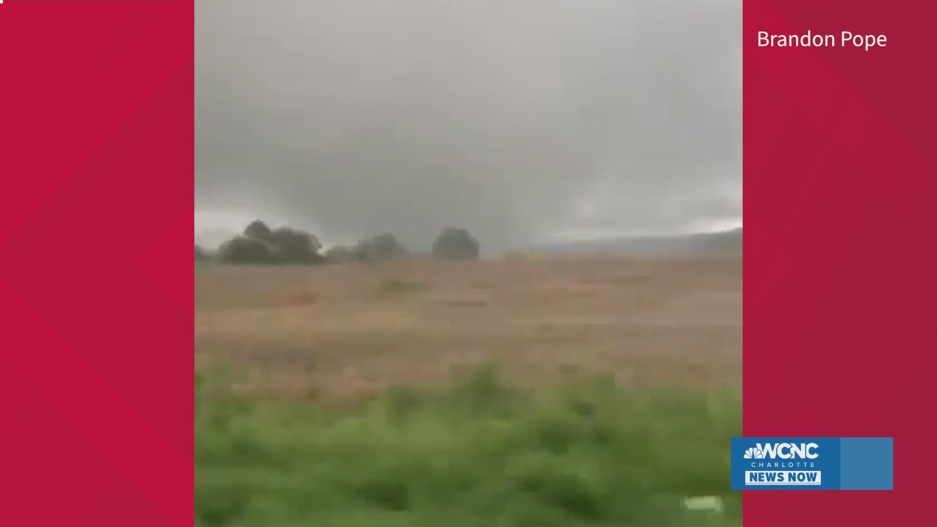 Video shows the possible tornado on Old Mountain Road in Iredell County Tuesday.