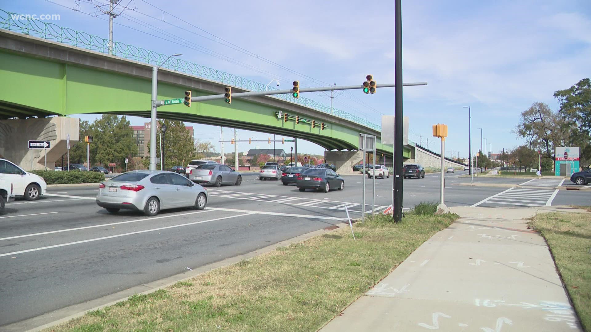 The incident happened just after midnight along North Tryon Street near E. WT Harris Boulevard on Saturday.