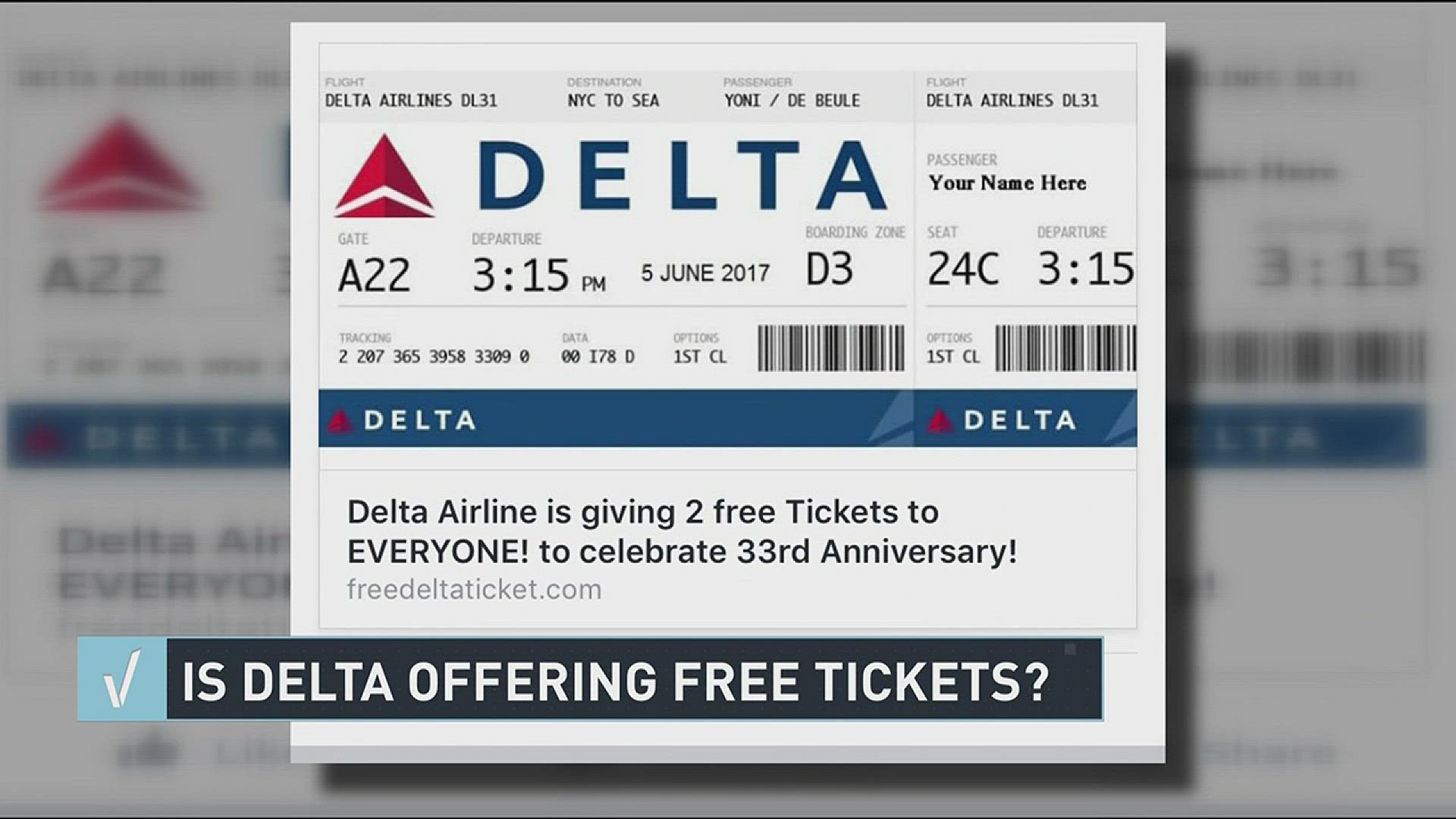 Online posts going around seem to show a great deal celebrating Delta's anniversary, but is it authentic?