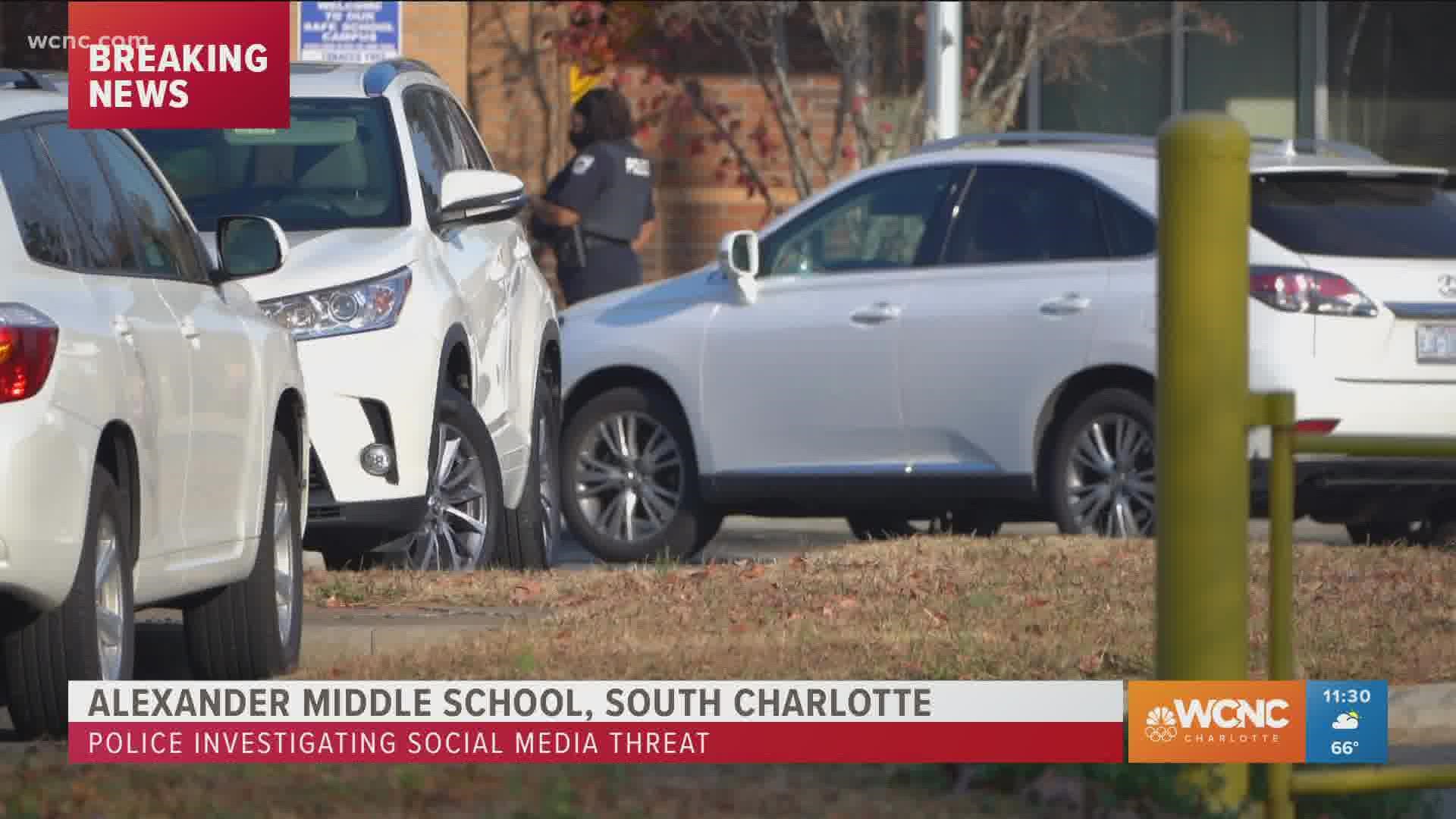 The picture of a gun included a caption with words that told students to stay at home on Monday if they wanted to be safe.