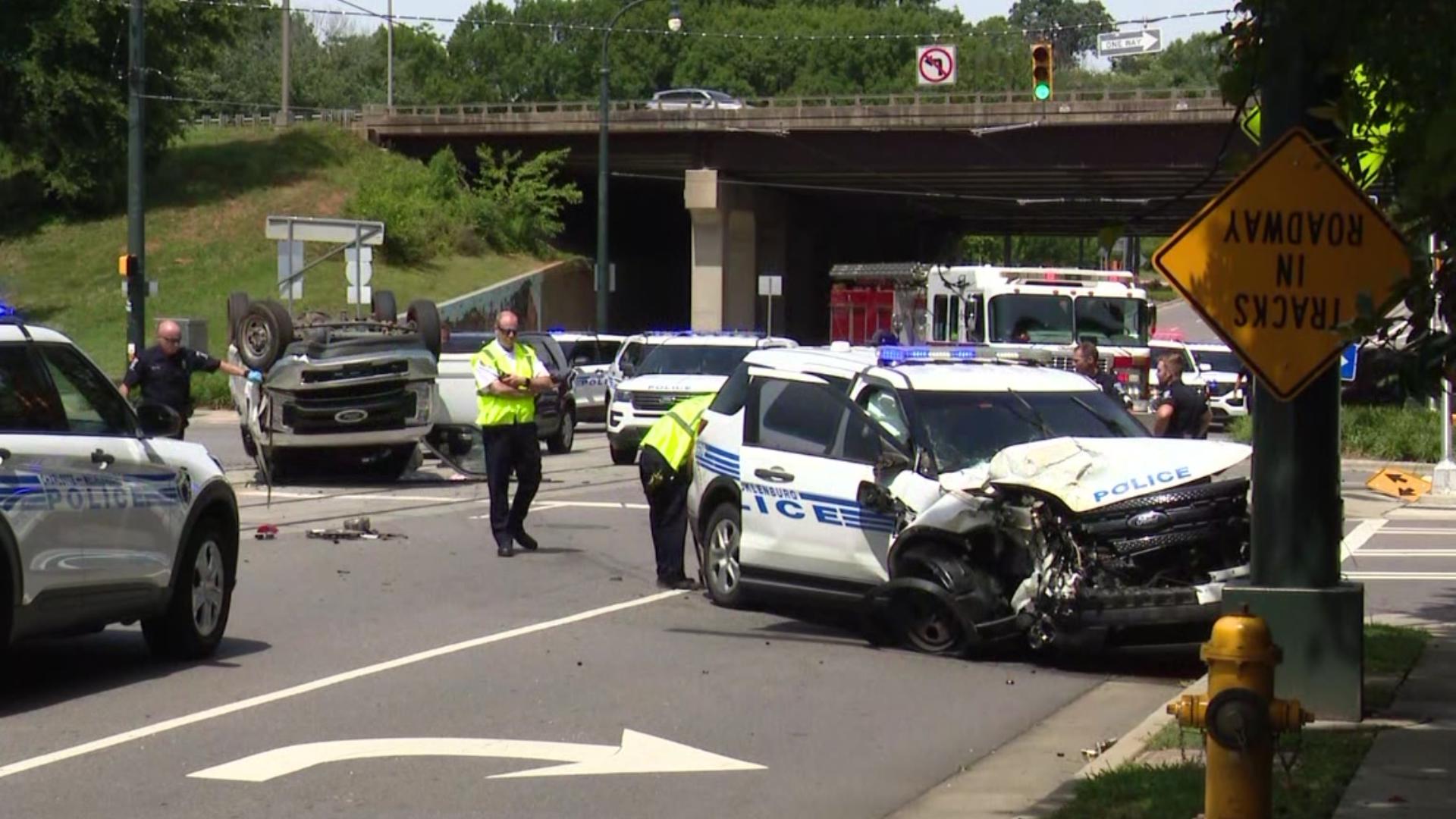 CMPD cruiser involved in rollover crash near Uptown Charlotte | wcnc.com