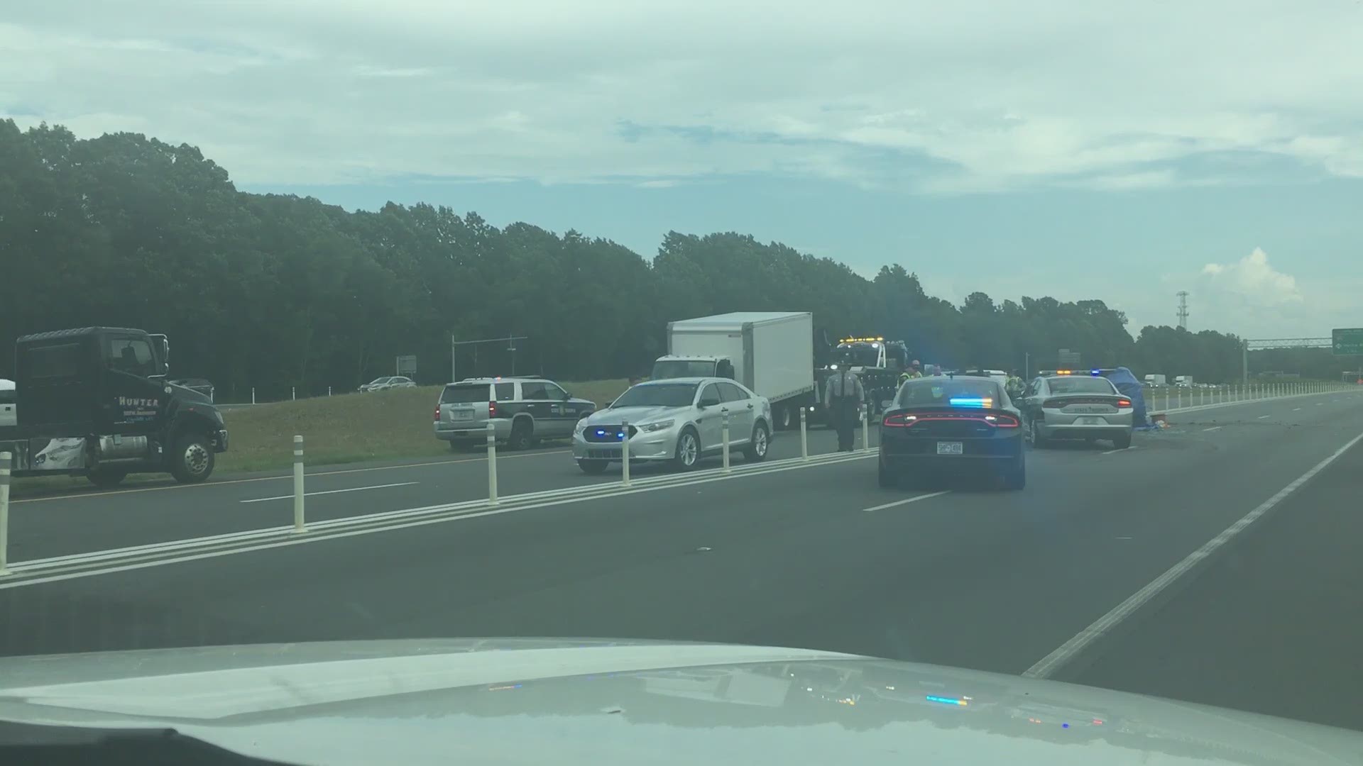 Interstate 77 southbound was closed following the crash Wednesday evening.