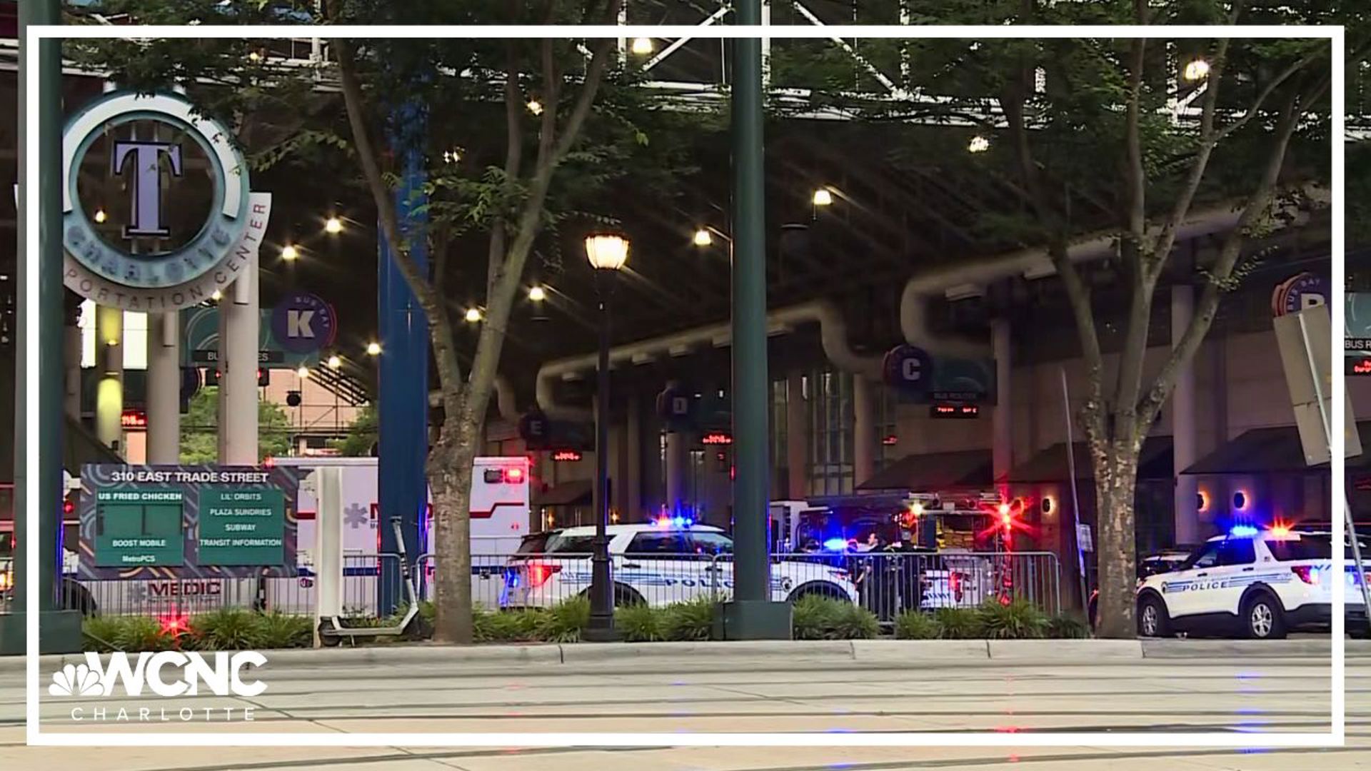 One person was taken to the hospital after being shot near the transportation center in Uptown early Monday, officials said.
